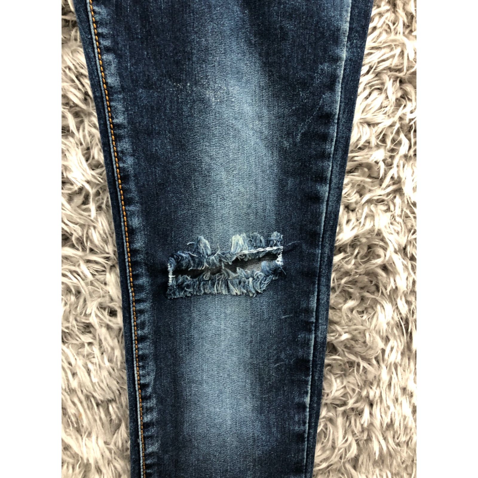Denime Goga Jeans Skinny Womens Junior Size 11 Mid Rise Dark Blue Denim 5-Pocket Comfort Pockets Belt Loops Size 32" / US 10 / IT 46 - 6 Thumbnail
