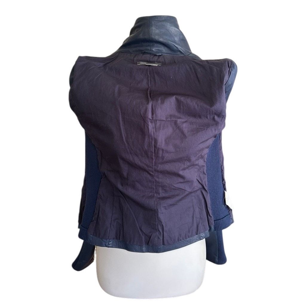 Vince Vince Leather "Scuba" Jacket Navy Fitted Size XS Size XS / US 0-2 / IT 36-38 - 7 Thumbnail