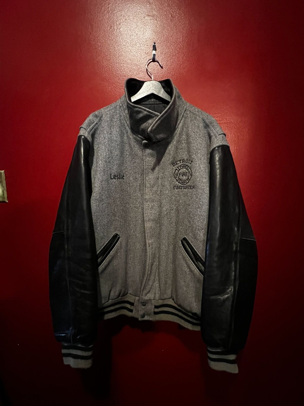 Vintage Vintage Detroit Firefighter Varsity Jacket 2XL Embroidered Size US XXL / EU 58 / 5 - 7 Thumbnail