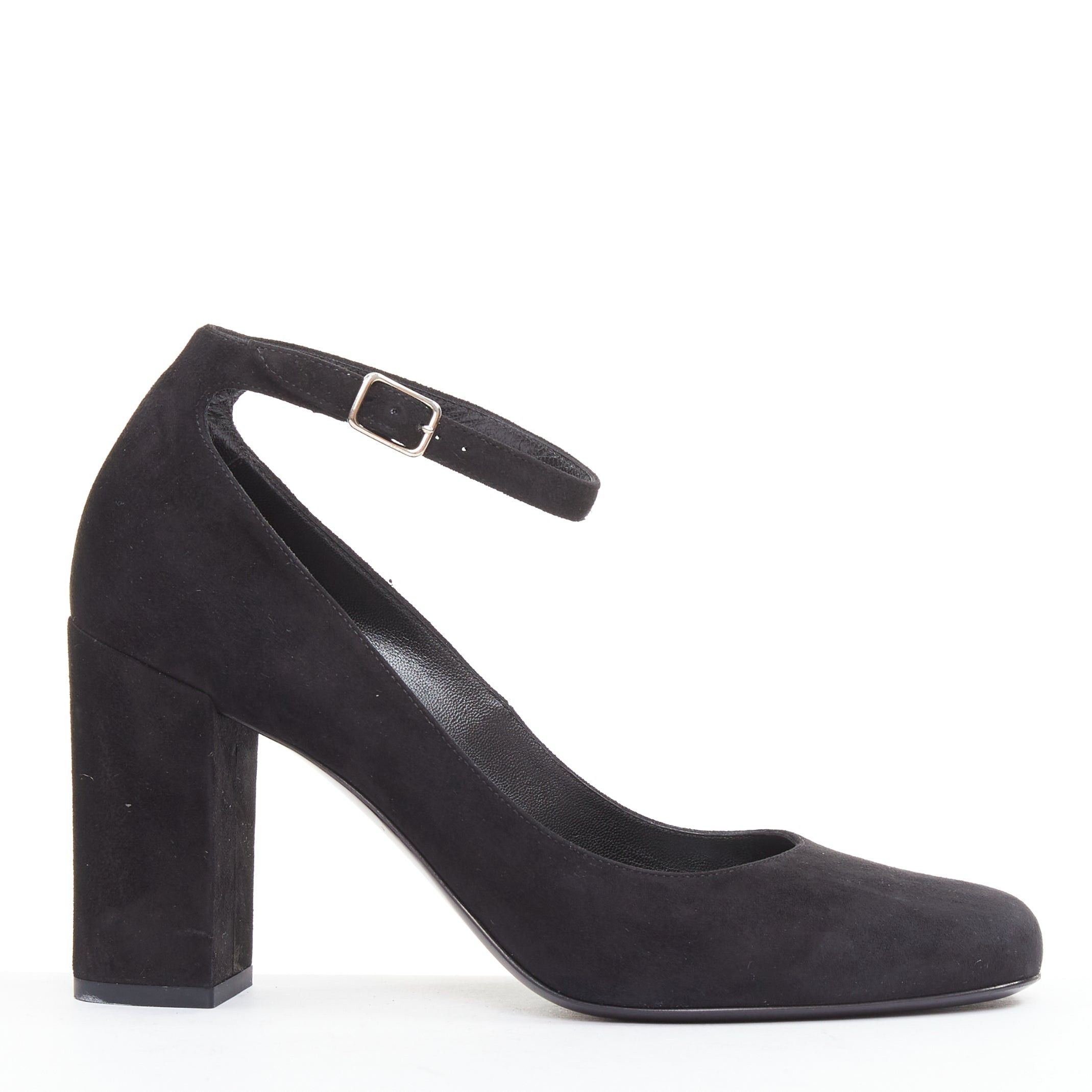 Saint Laurent Paris SAINT LAURENT black suede leather buckle maryjane block heel pump EU37.5 Size US 7.5 / IT 37.5 - 1 Thumbnail