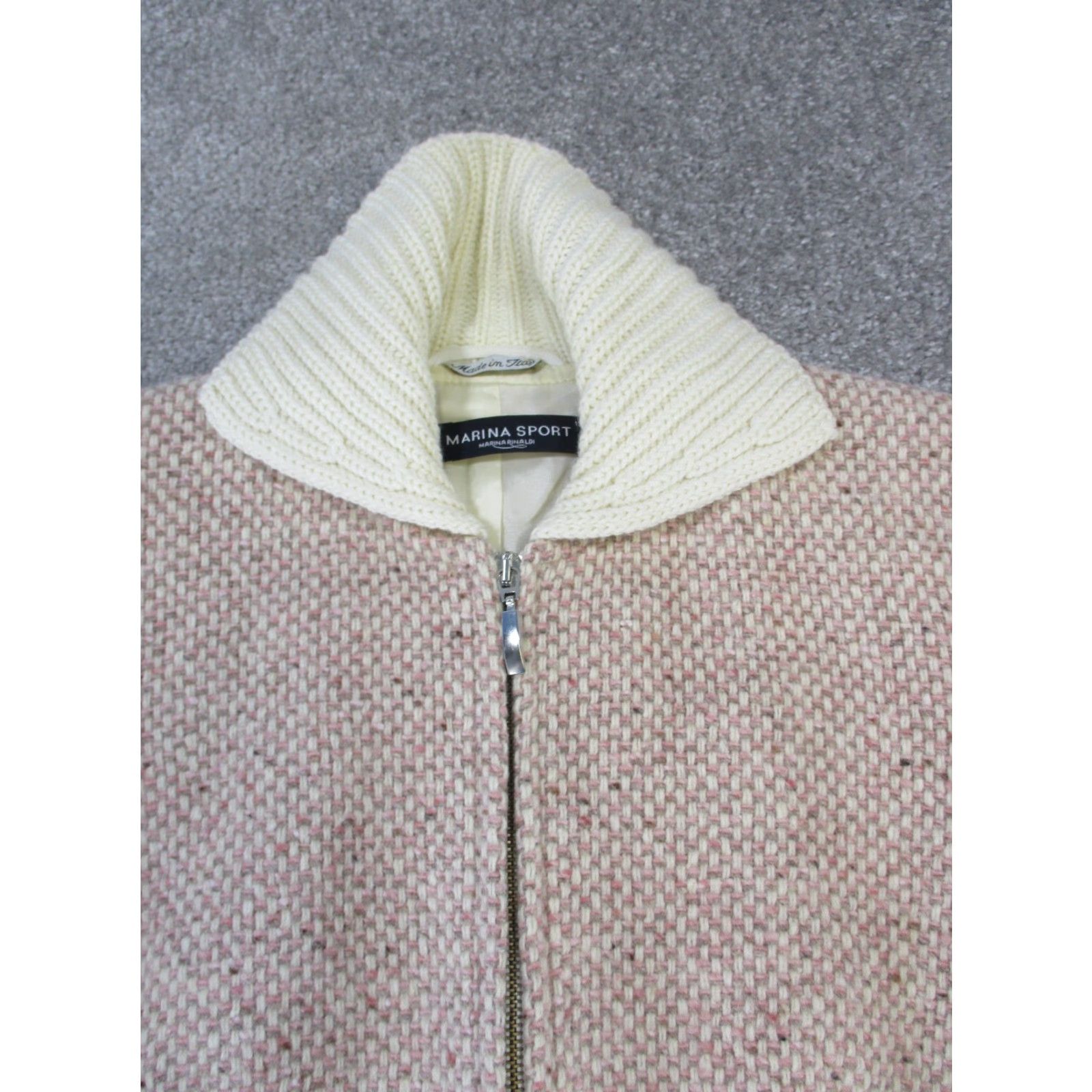 Marina Rinaldi Marina Rinaldi Sweater Womens Knit Wool Collared Full Zip Pink USA 4 Regular Size 4 Wool Knit United States Pattern Solid Size S / US 4 / IT 40 - 2 Thumbnail