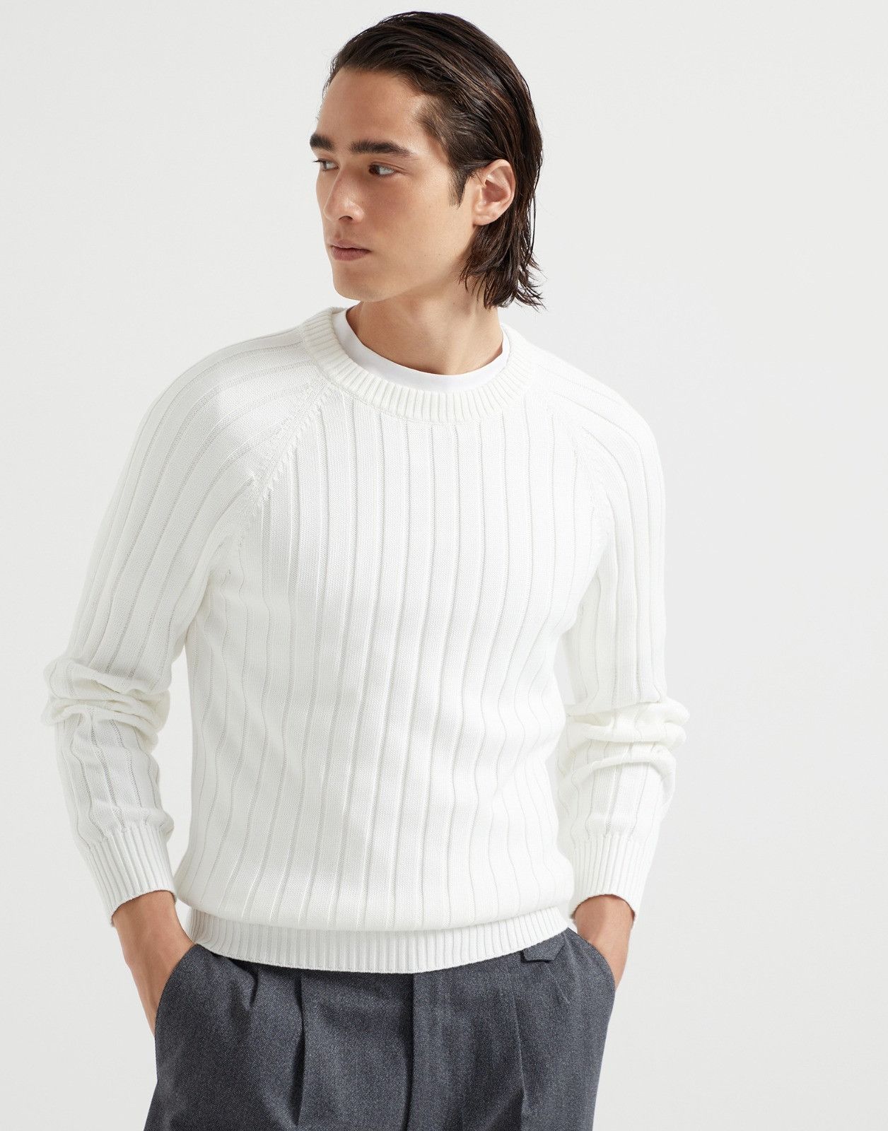 Brunello Cucinelli o1la1rc1a0925 Sweater in White Size US M / EU 48-50 / 2 - 1 Thumbnail