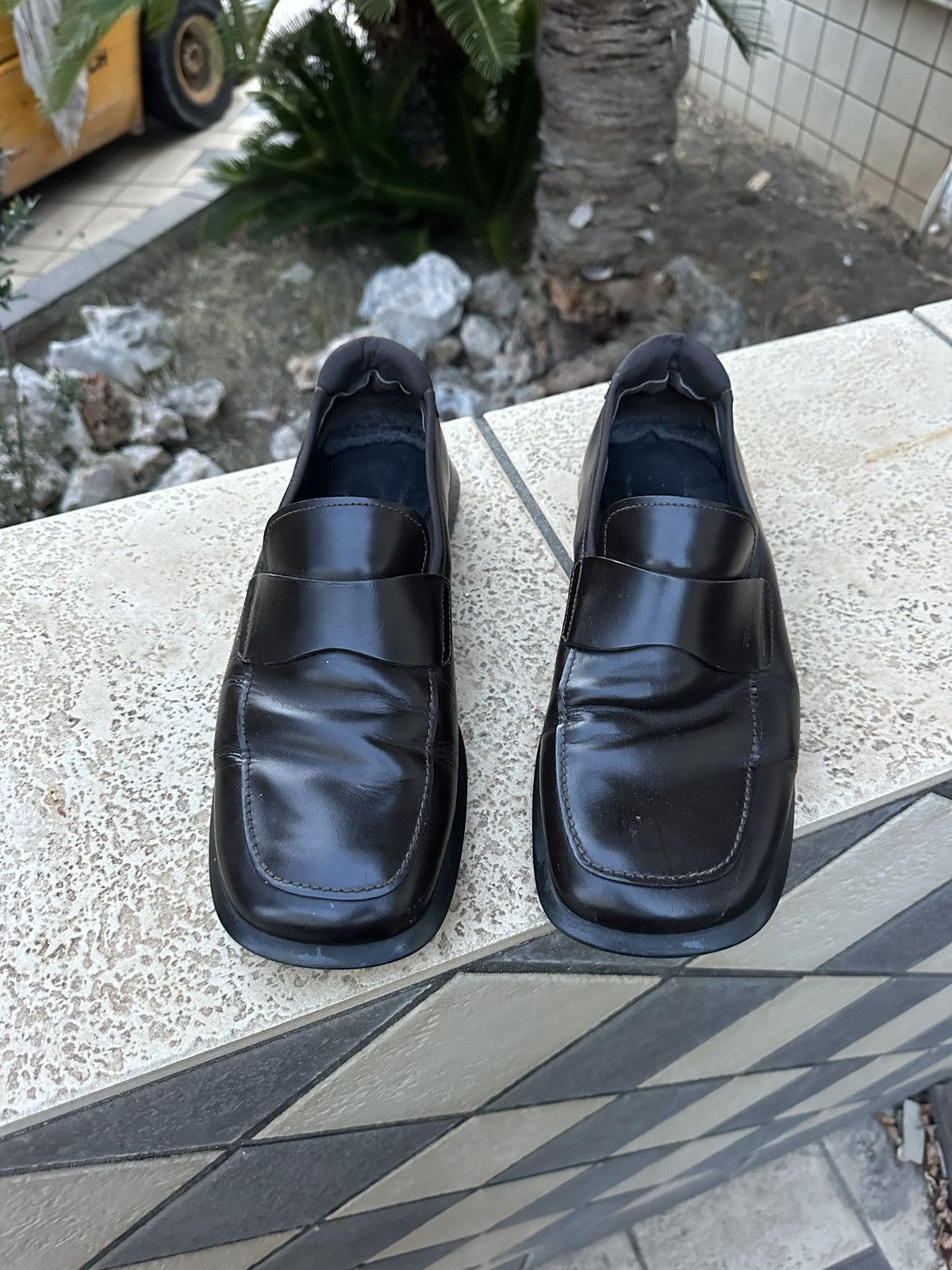 Prada Prada Leather Penny Loafers Flats Shoes Dark Brown Size US 12 / EU 45 - 10 Thumbnail