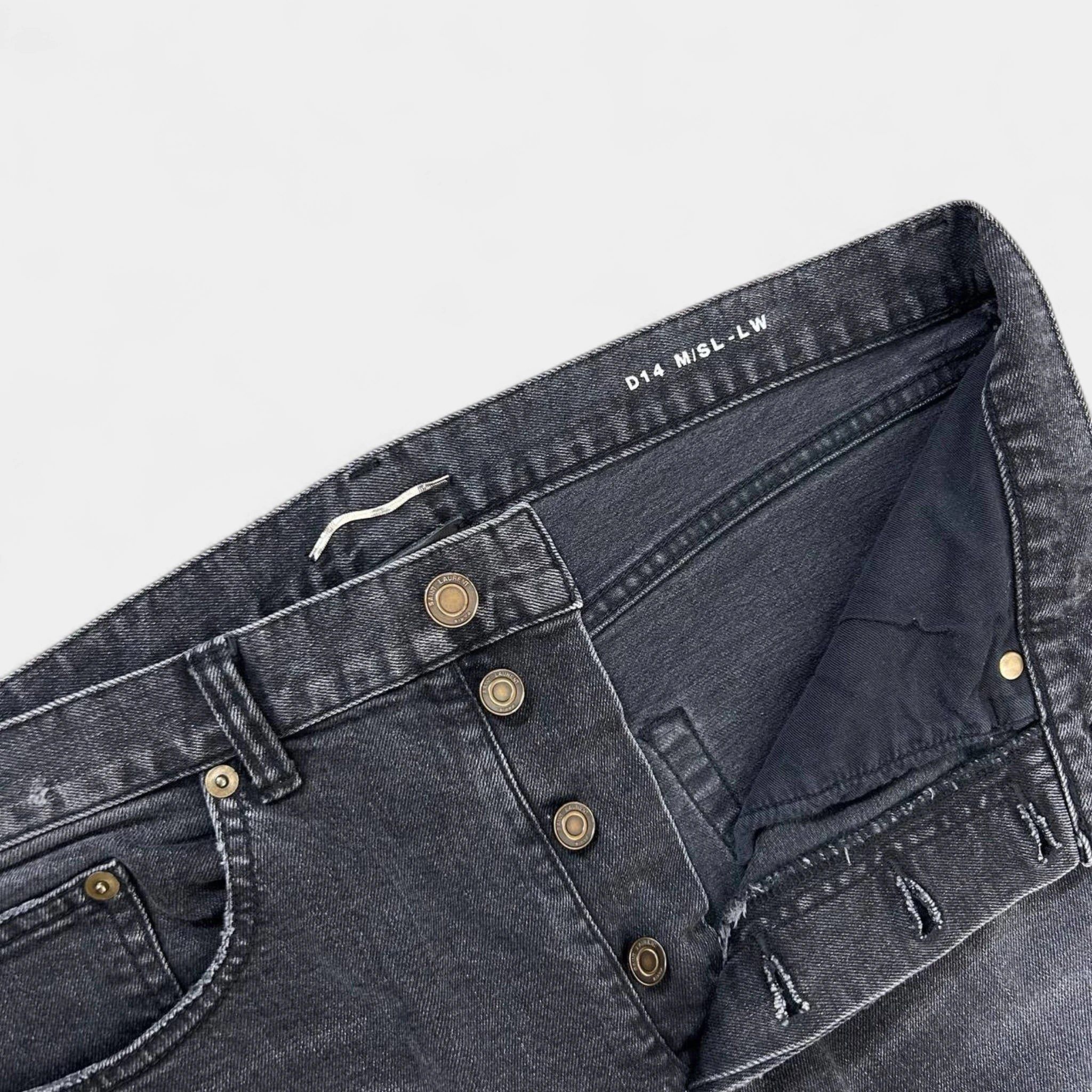 Saint Laurent Paris Saint Laurent D14 2017 Classic Embroidered Black Grey Skinny Size US 31 - 4 Thumbnail