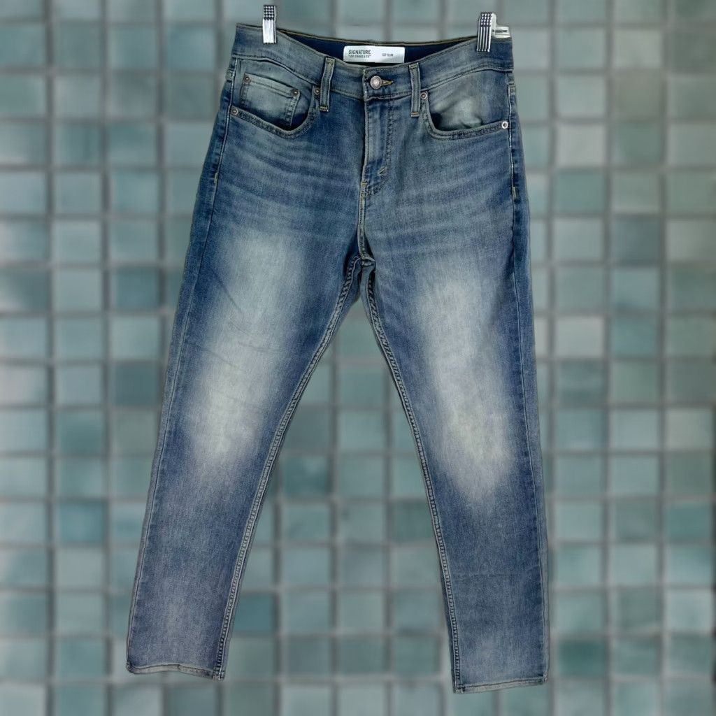 Levi's Levi's Signature Jeans Mens Regular Waist 30 Blue Denim Straight 32in Inseam 5-Pocket Zipper Logo Charcoal Wash USA 90s Size US 30 / EU 46 - 1 Thumbnail
