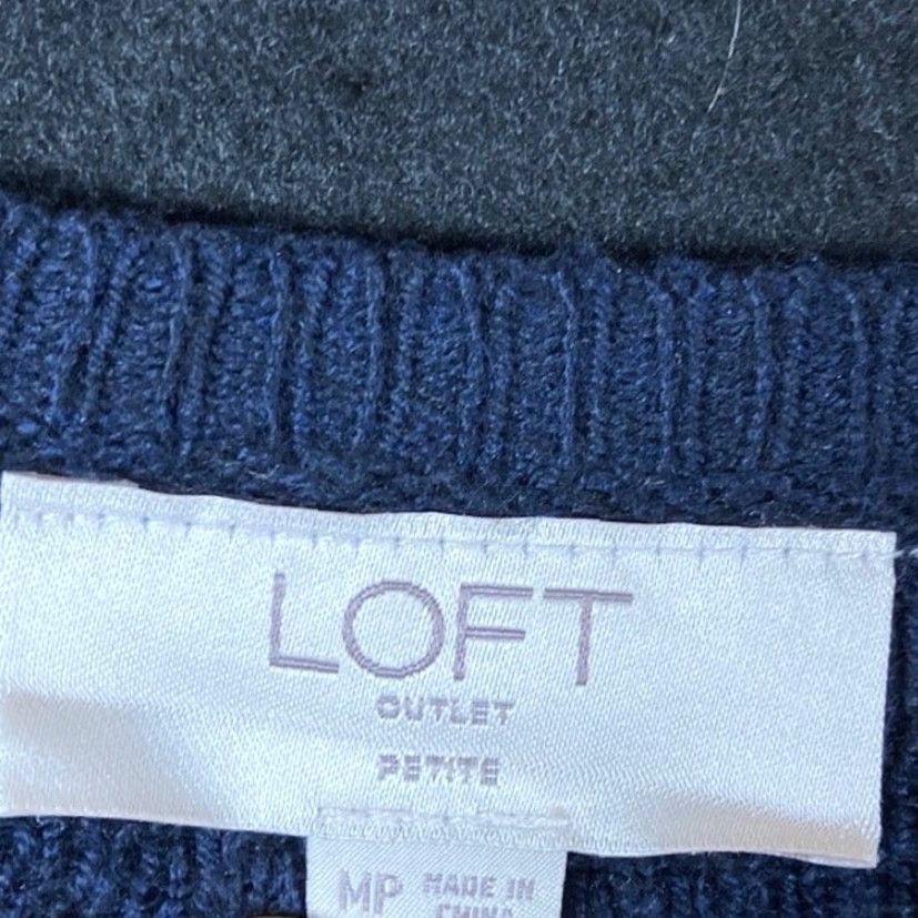 Loft LOFT Outlet Womens Sweater Navy Crew Neck Long Sleeve Waffle Knit Stretch MP Ladies Knit Pullover Casual Workwear Amber? Size M / US 6-8 / IT 42-44 - 6 Thumbnail