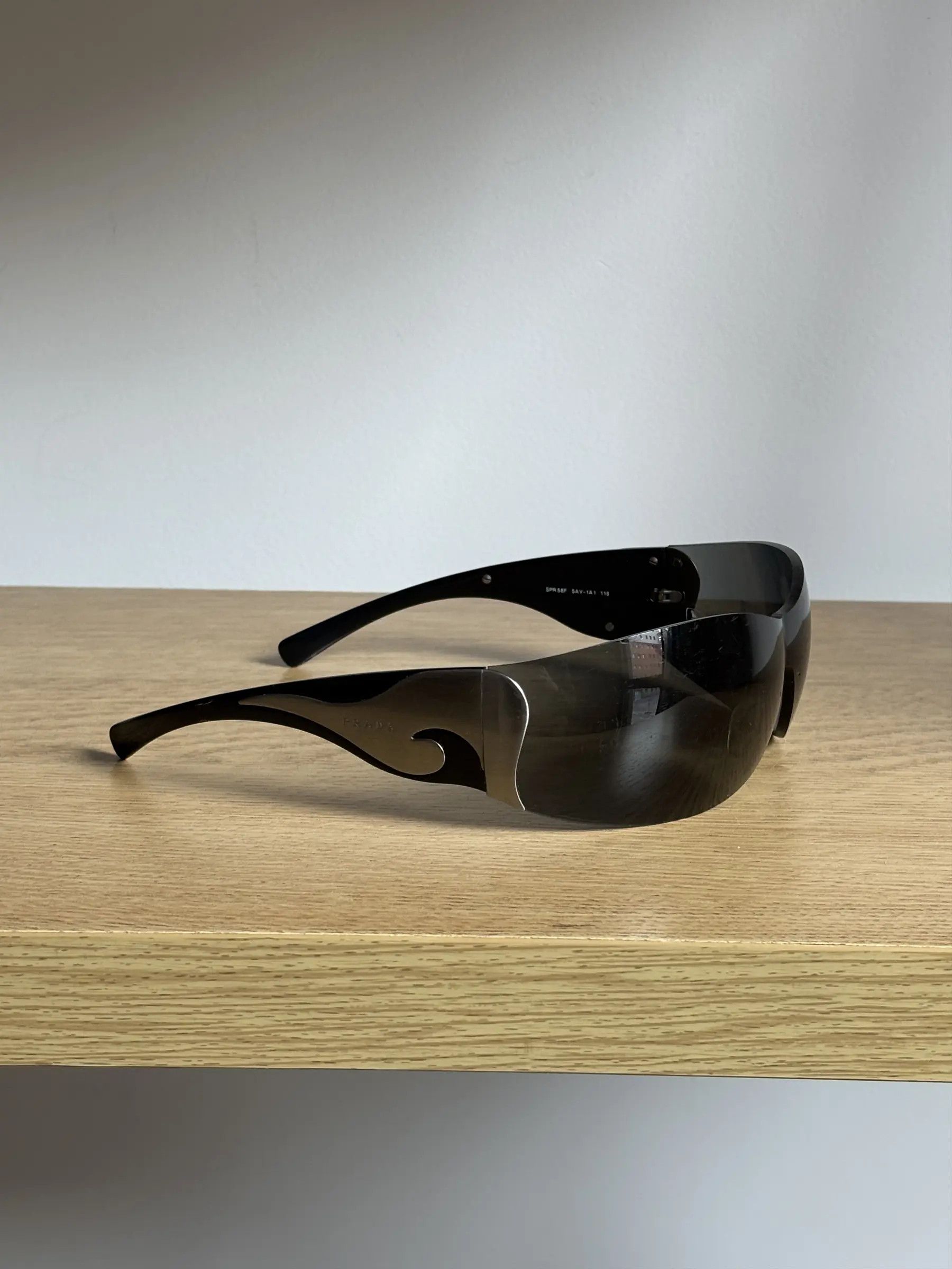 PRADA Sunglasses Flame 2004 Star Fire Rectangle Wrap Shield