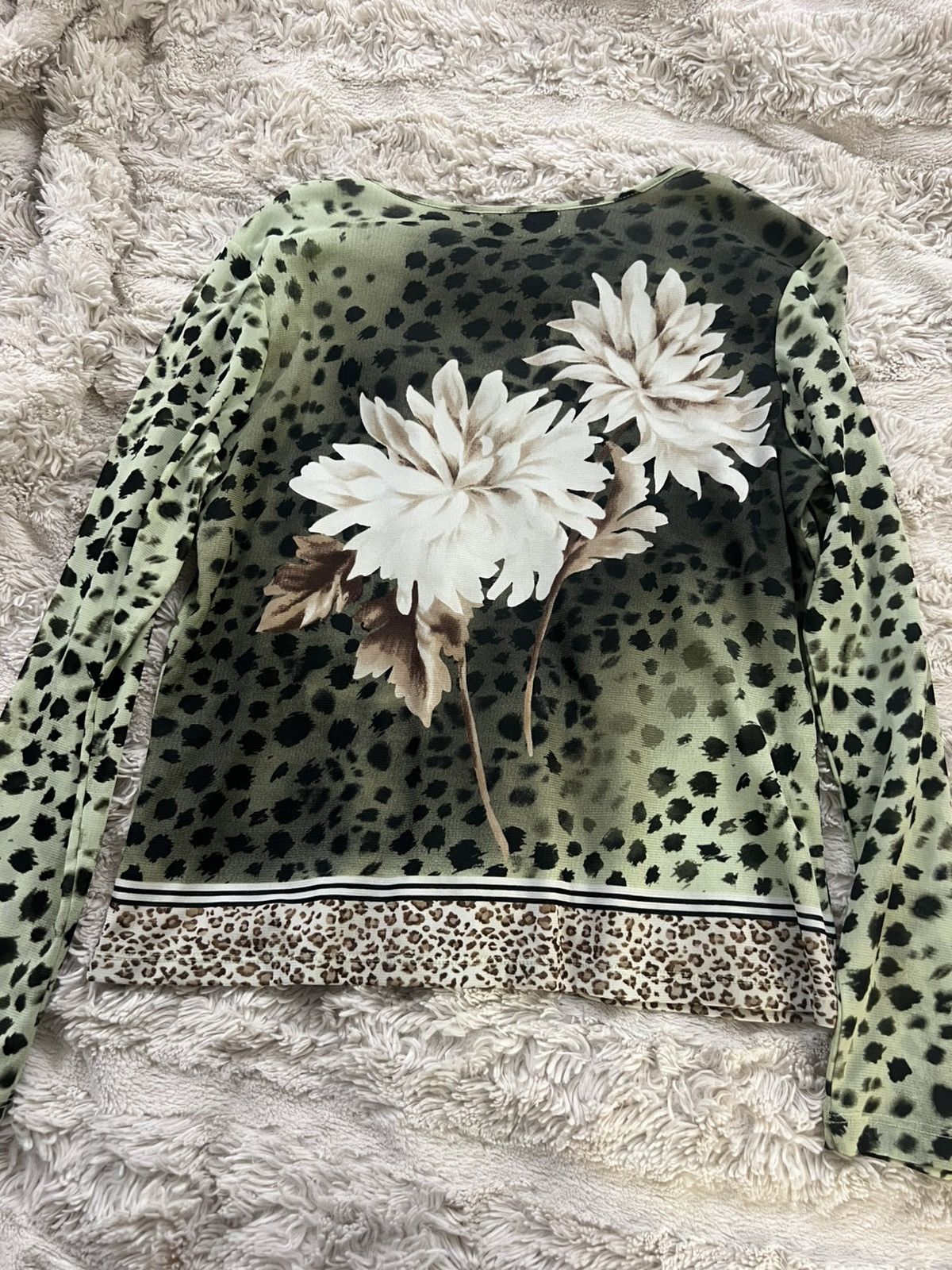Style & Co Style & Co Green Floral Cheetah Longsleeve Petite Size M / US 6-8 / IT 42-44 - 2 Thumbnail