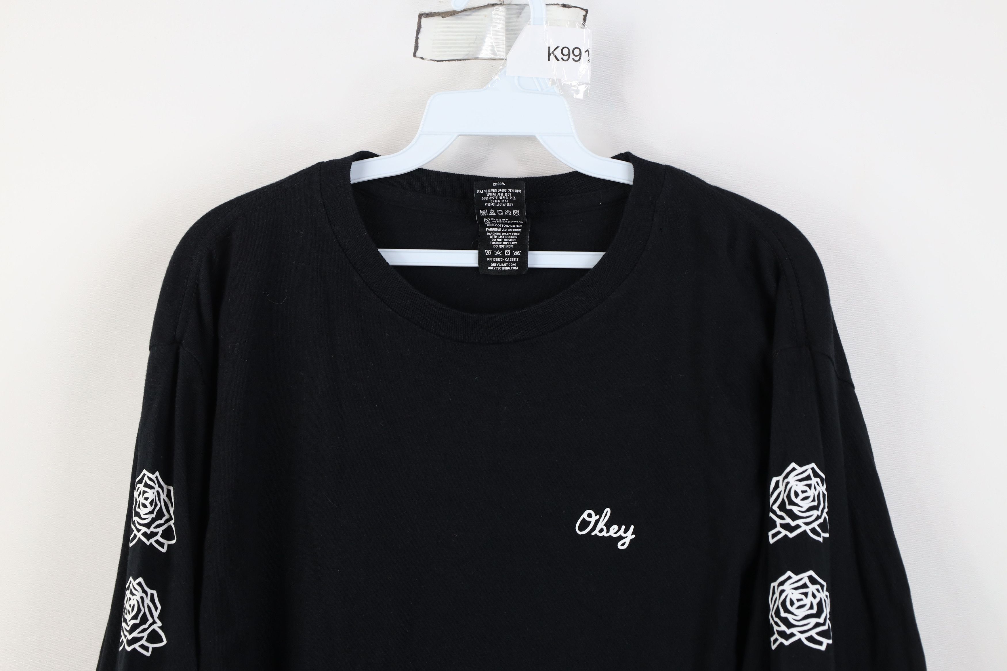 Obey Vintage Y2K Obey Propaganda Flower Long Sleeve T-Shirt Black Size US M / EU 48-50 / 2 - 2 Thumbnail