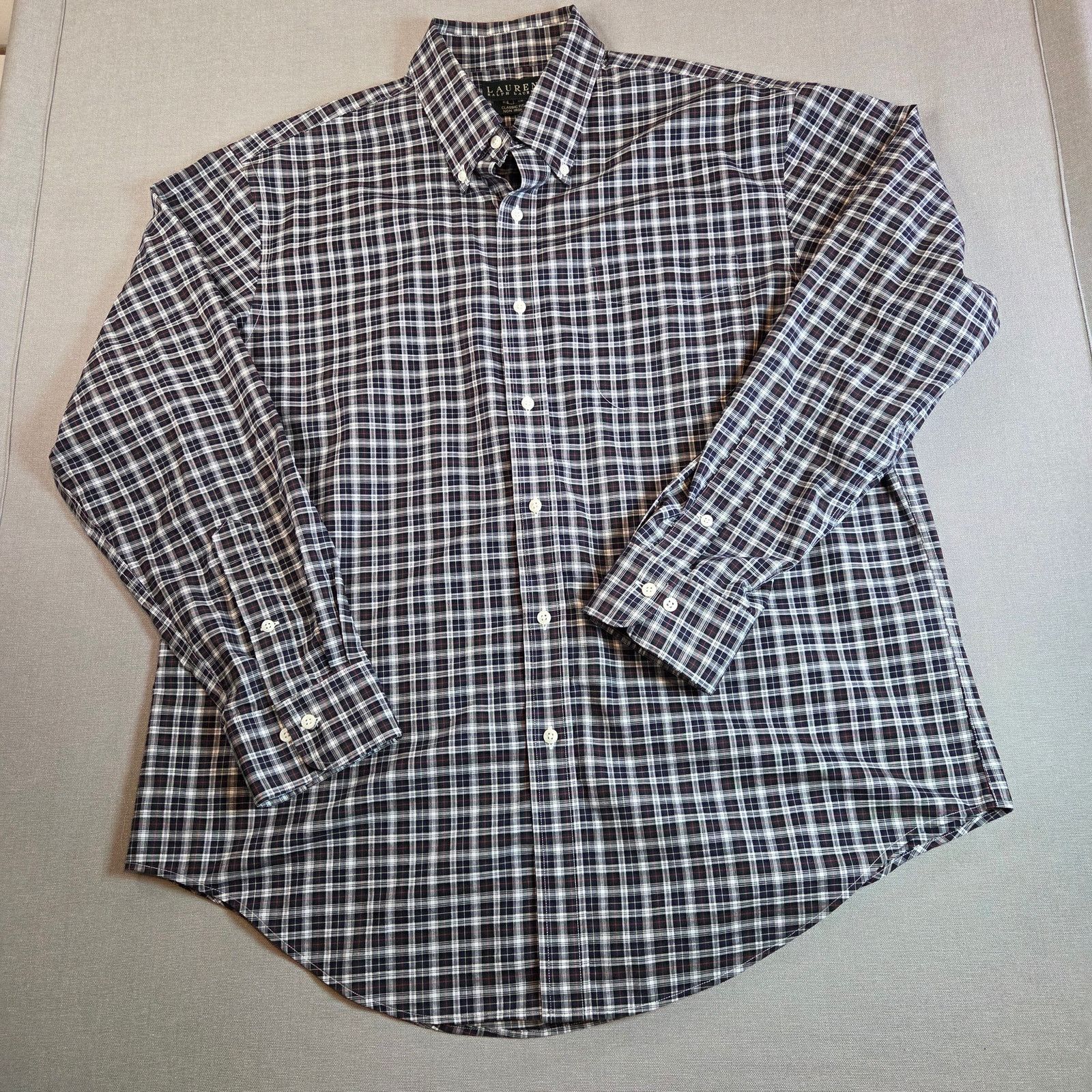 Lauren Ralph Lauren Ralph Lauren Classic Fit Non Iron Plaid Shirt 17 34/35 Size US L / EU 52-54 / 3 - 1 Thumbnail