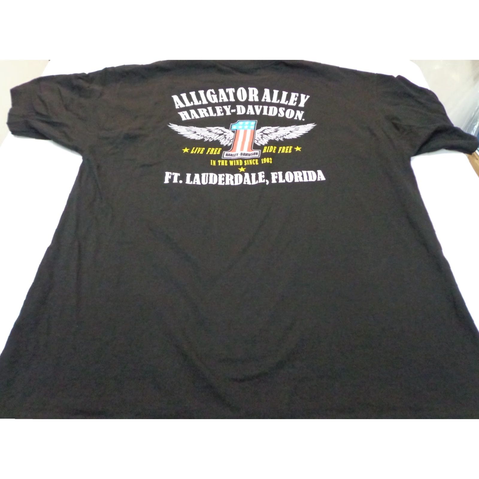 Harley Davidson Harley-Davidson T Shirt Fort Lauderdale Florida Alligator Alley Motorcycle Size XL Black Cotton Crew Neck Short Sleeve Mens Modern Regular Fit Size US XL / EU 56 / 4 - 8 Thumbnail