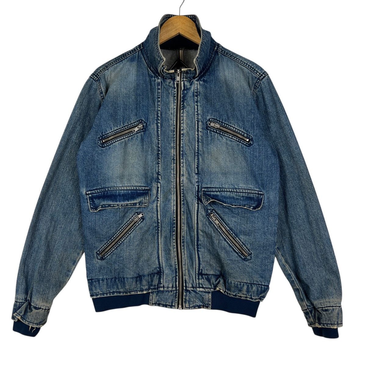 Japanese Brand 🔥 BREATH MINT NUMBER NINE DYED DENIM BOMBER JACKET Size US M / EU 48-50 / 2 - 3 Thumbnail