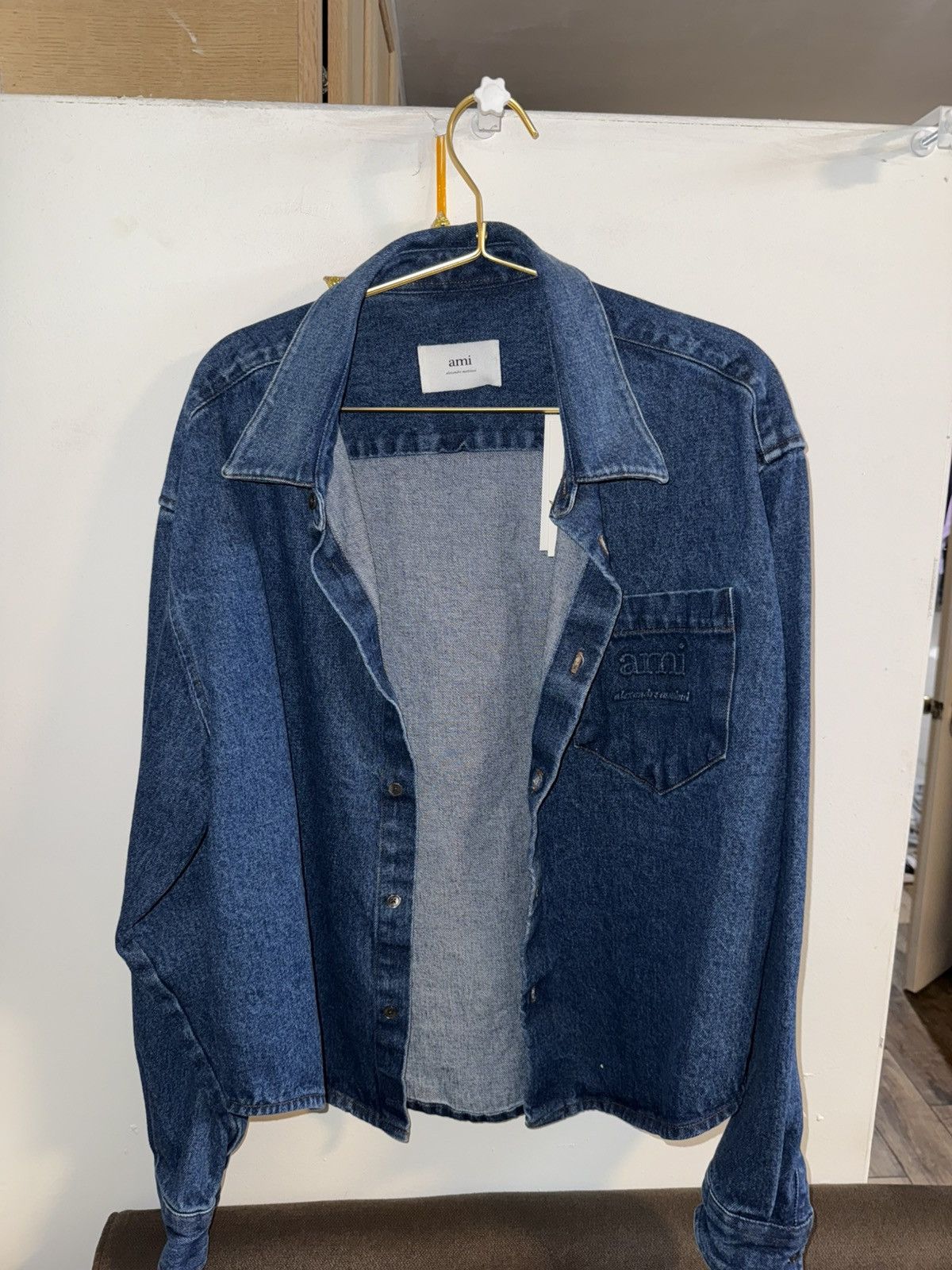 AMI Ami Paris Blue Embossed Denim Shirt Size US M / EU 48-50 / 2 - 1 Thumbnail
