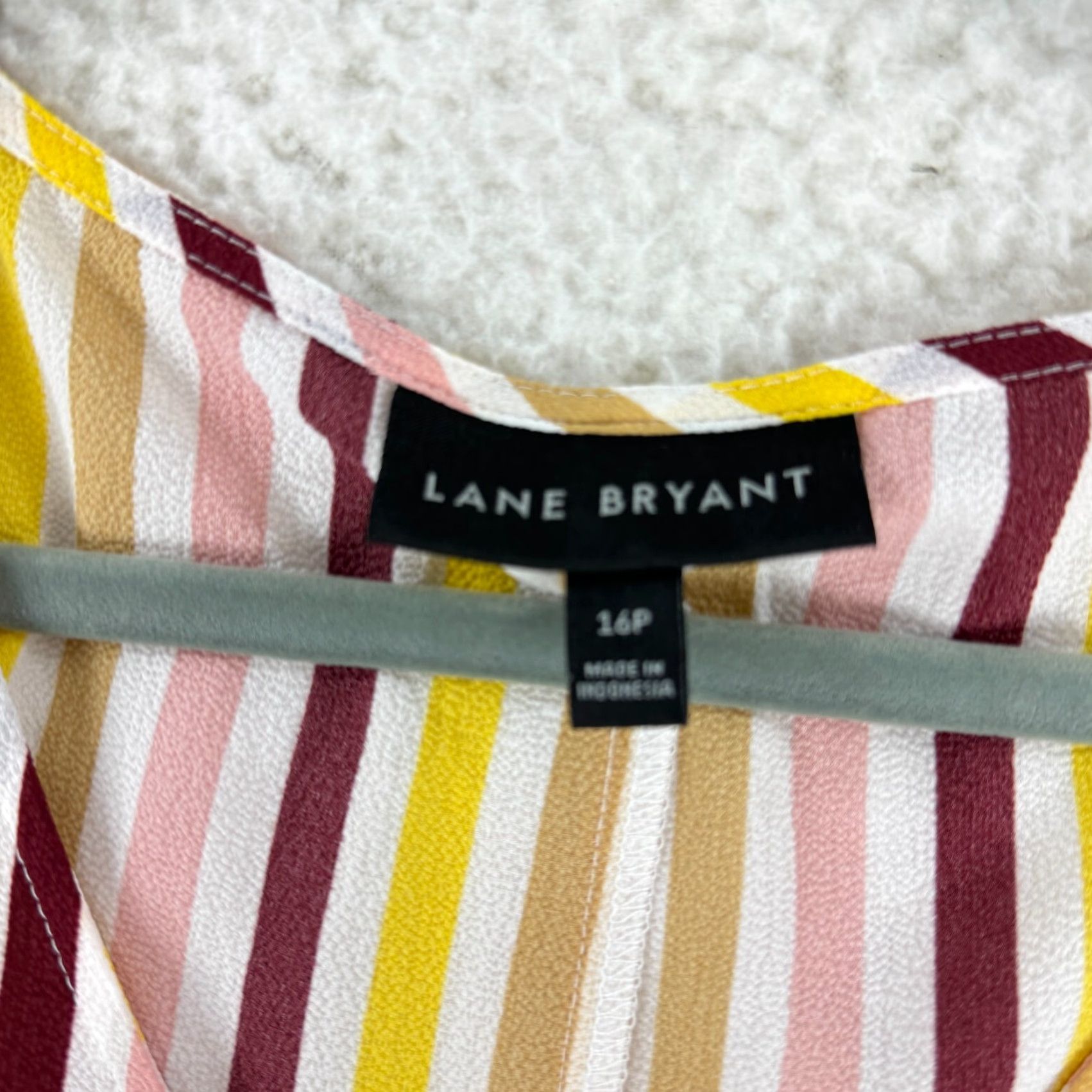 Vintage Lane Bryant Shirt Womens 16P Yellow Striped Flutter Sleeve V-Neck Pullover Blouse Size XXL / US 16-18 / IT 52-54 - 4 Thumbnail