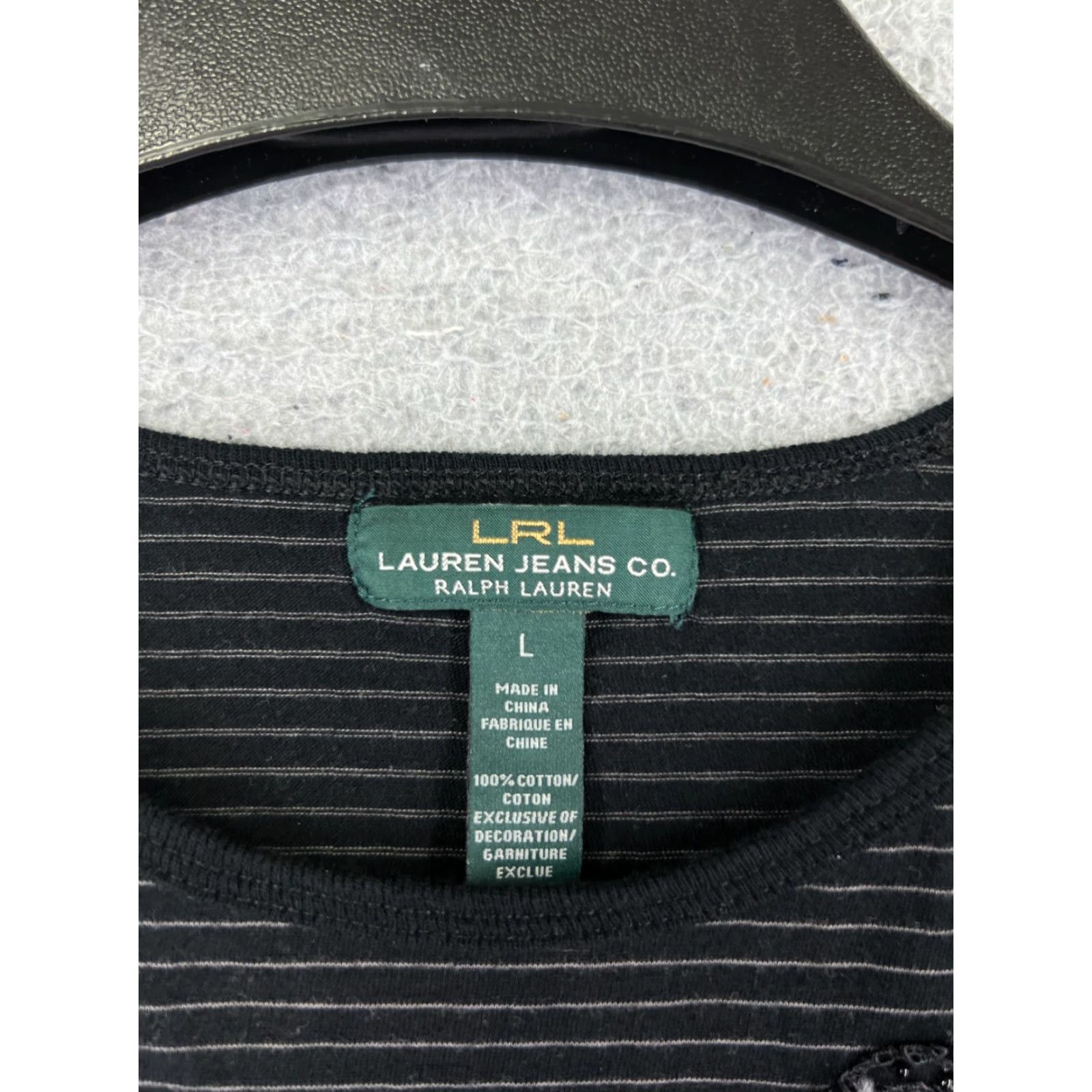 Ralph Lauren VINTAGE Lauren Ralph Lauren Shirt Womens Large Black Stripe Embroidered Paisley Cotton Size L / US 10 / IT 46 - 6 Thumbnail