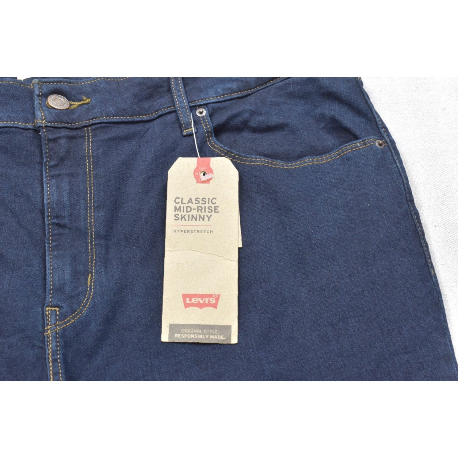 Levi's Levi's Women Jeans Skinny Mid Rise 34 Blue Cotton Blend Dark Wash New Size 24" / US 00 / IT 34 - 6 Thumbnail