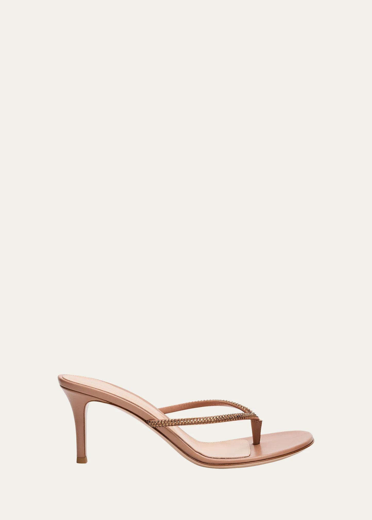 Gianvito Rossi os11x0126 India Strass Thong Stiletto Sandals in Nude Size US 7.5 / IT 37.5 - 1 Thumbnail