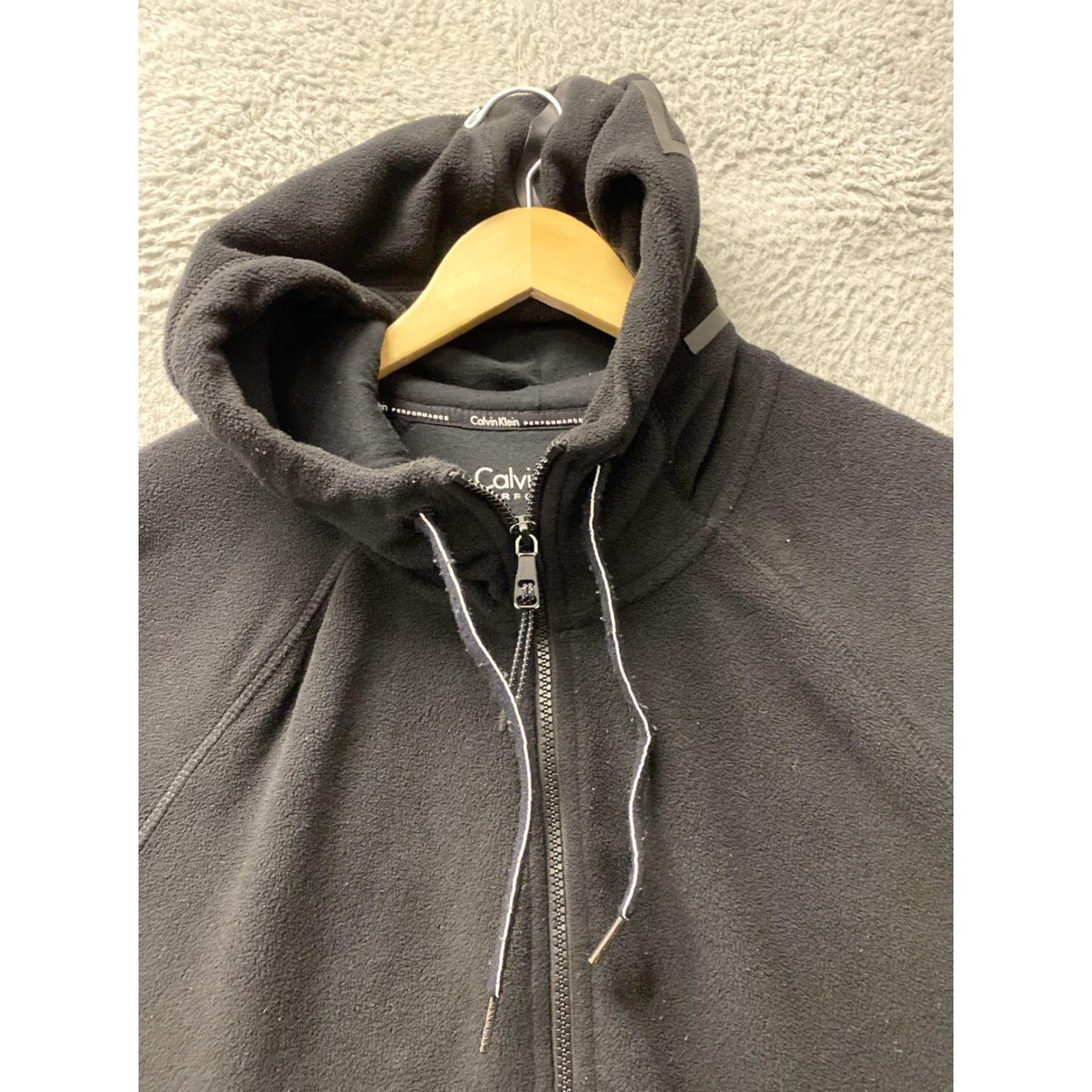 Calvin Klein Calvin Klein Fleece Jacket Hoodie Women XL Black Full Zip with Logo Pockets Activewear Size XL / US 12-14 / IT 48-50 - 3 Thumbnail