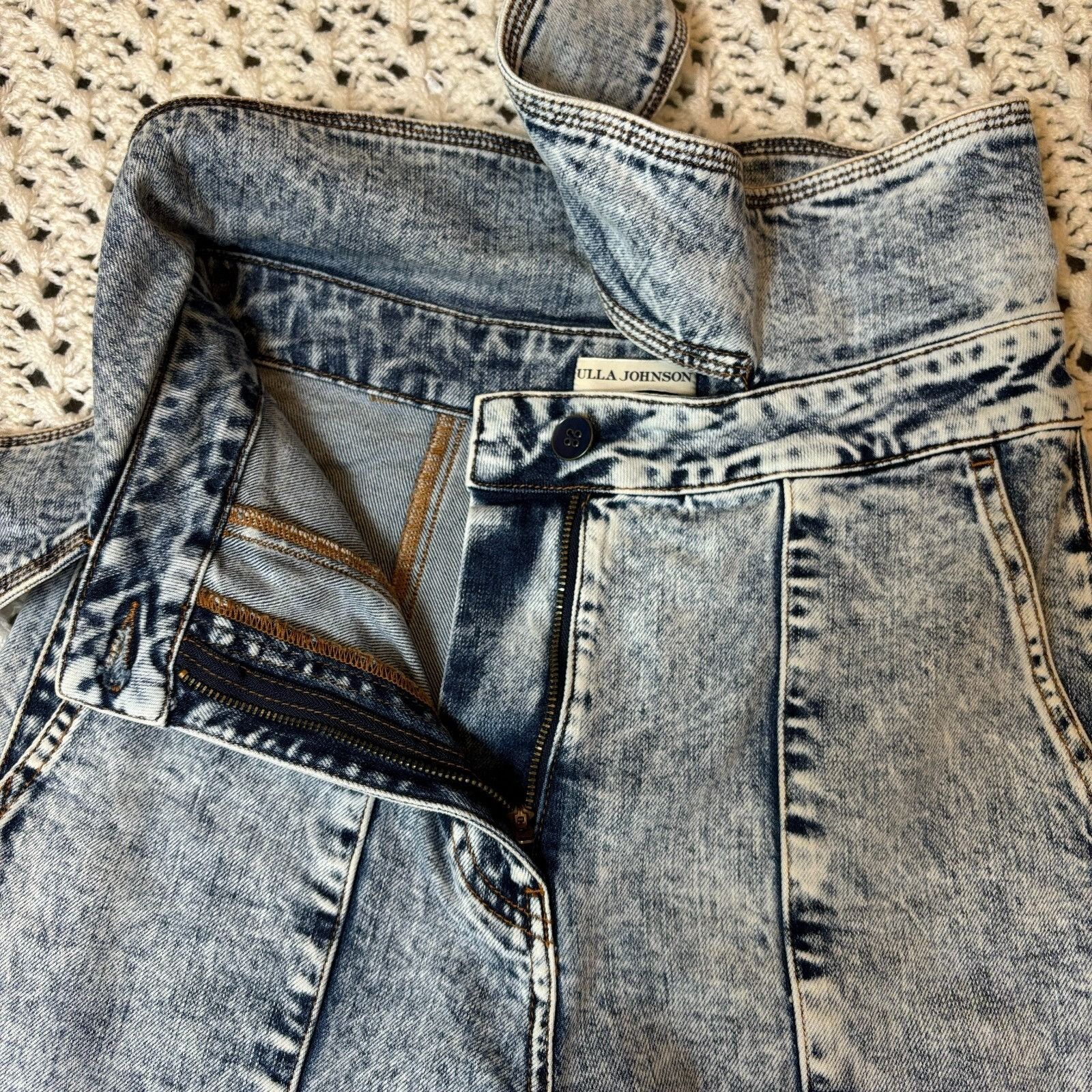 Ulla Johnson Ulla Johnson $395 Storm Jeans Tie Waist Cotton Blnd Acid Was Size 26" / US 2 / IT 38 - 16 Thumbnail