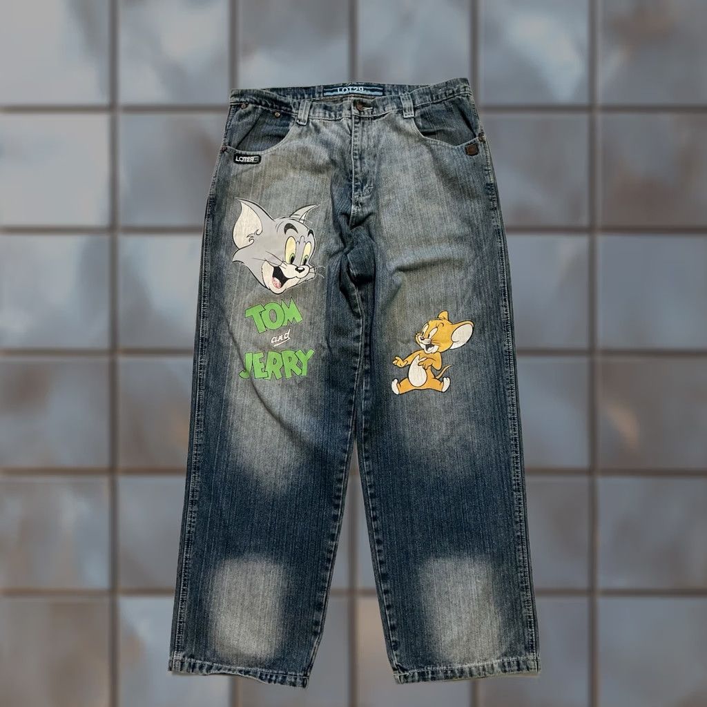 Denime VINTAGE Tom & Jerry Cartoon Graphic Baggy Denim Jeans Sz. 38 Men Denim 2000s Lot 29 Size US 38 / EU 54 - 1 Thumbnail