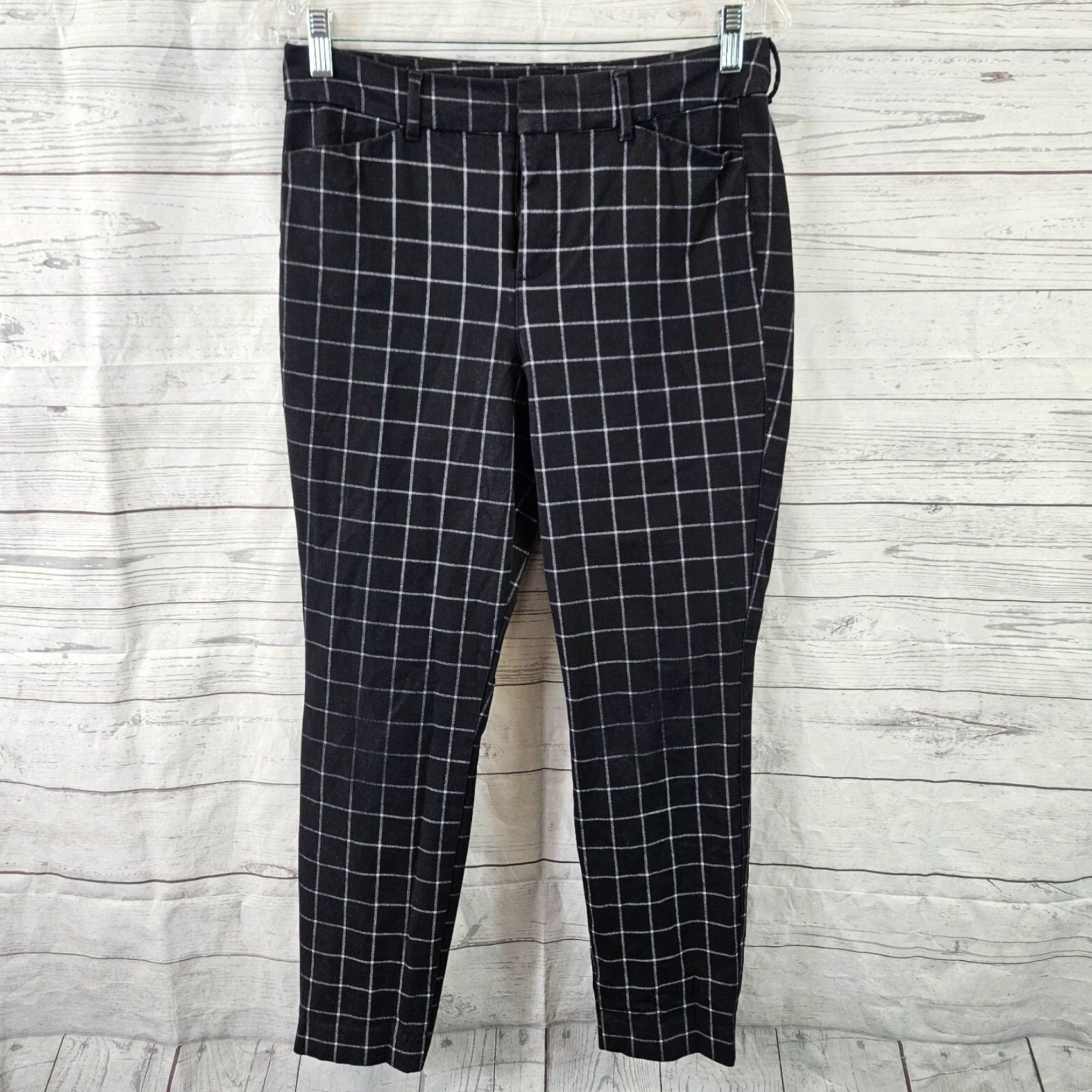 Old Navy Old Navy Womens Pixie Ankle Pants Sz 6 Black White Windowpane Cotton Blend Size 28" / US 6 / IT 42 - 2 Thumbnail