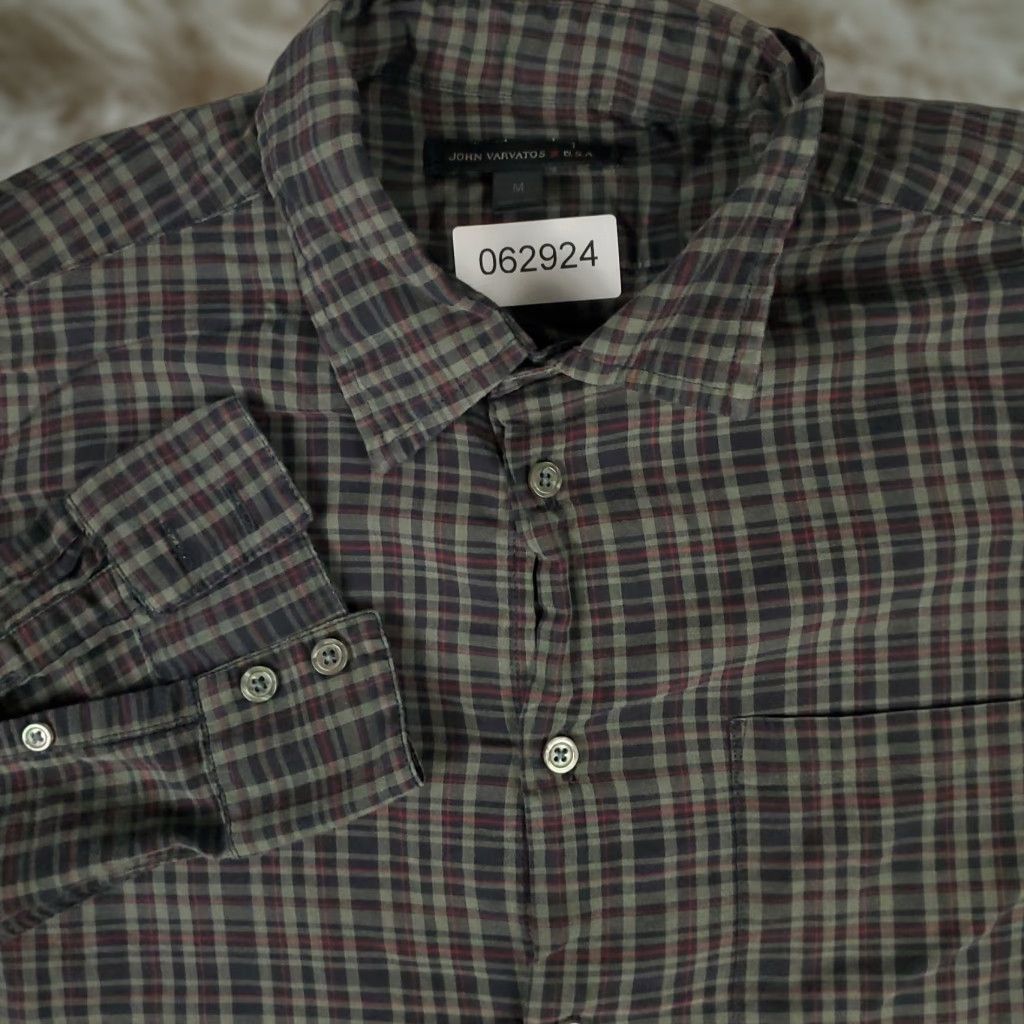 John Varvatos VINTAGE John Varvatos Men's Shirt Long Sleeve Button-Up Cotton Gray Plaid Casual Formal 2000s Mens Size US M / EU 48-50 / 2 - 1 Thumbnail