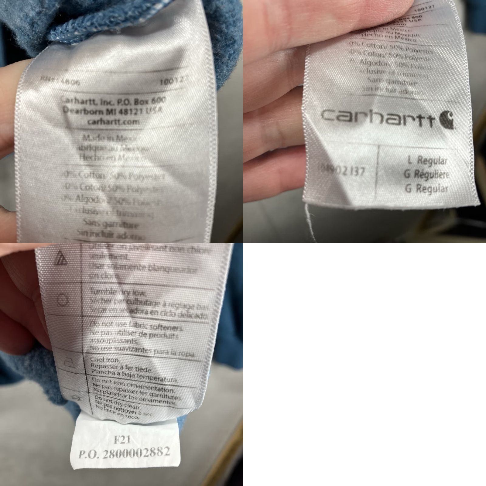 Carhartt Carhartt Hoodie Womens L Loose Fit Teal Logo Front Graphic Pockets Hooded Pullover Fleece Size L / US 10 / IT 46 - 10 Thumbnail