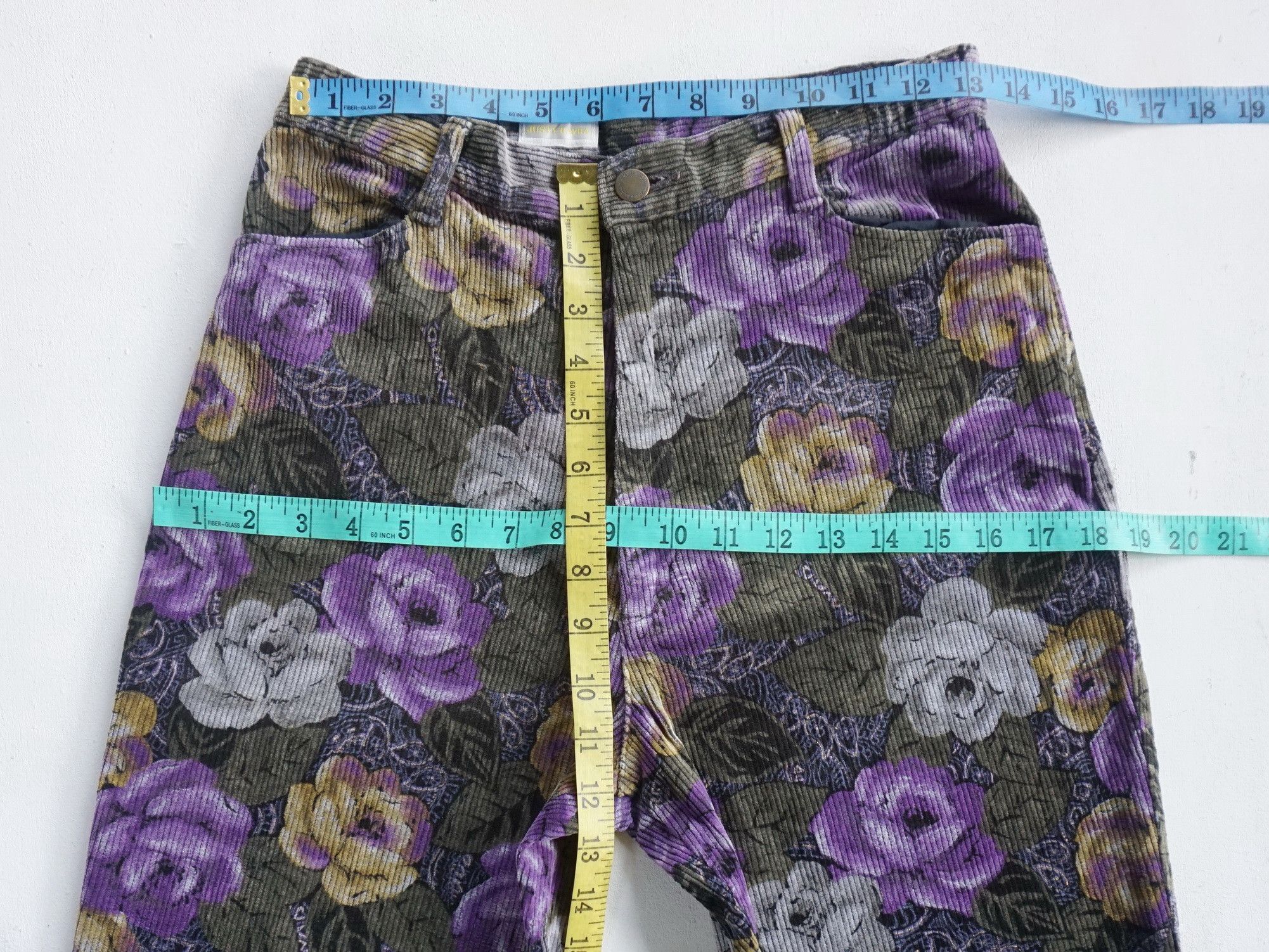 Japanese Brand JUSTY RAYRA Full Printed Floral Corduroy Size 26" / US 2 / IT 38 - 10 Thumbnail