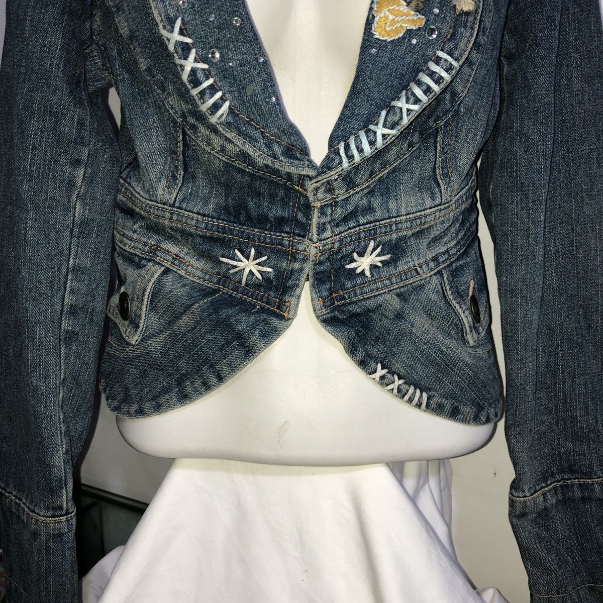 If Six Was Nine × Japanese Brand JAPANES BRAND M2 DENIM JACKET EMBROIDED ROSE Size S / US 4 / IT 40 - 6 Thumbnail