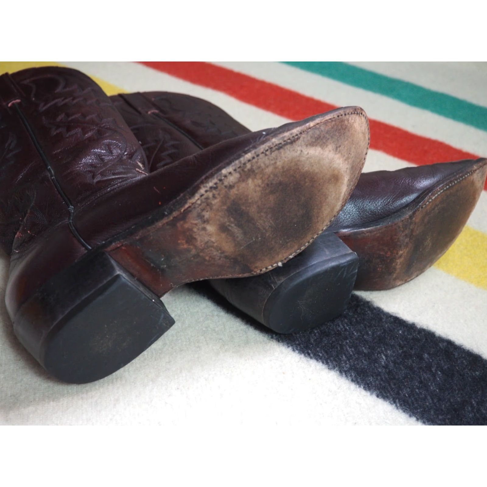 Vintage VINTAGE Laredo Boots Western Cowboy Rodeo Sunburst Leather Boots Mens US 9D Red Size US 9 / EU 42 - 5 Thumbnail