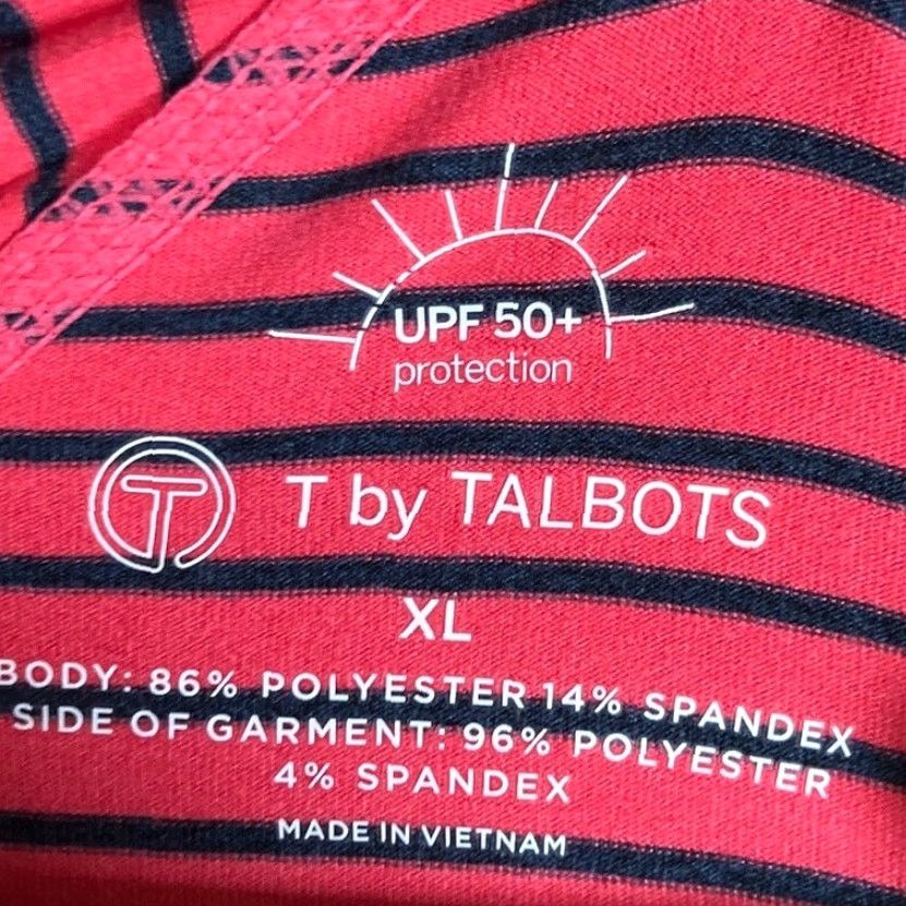 Talbots T by Talbots Womens Sweater Pink Black Striped UPF 50+ 1/4 Zip Stretch XL Pullover Knit Shirt Womens Size XL / US 12-14 / IT 48-50 - 6 Thumbnail