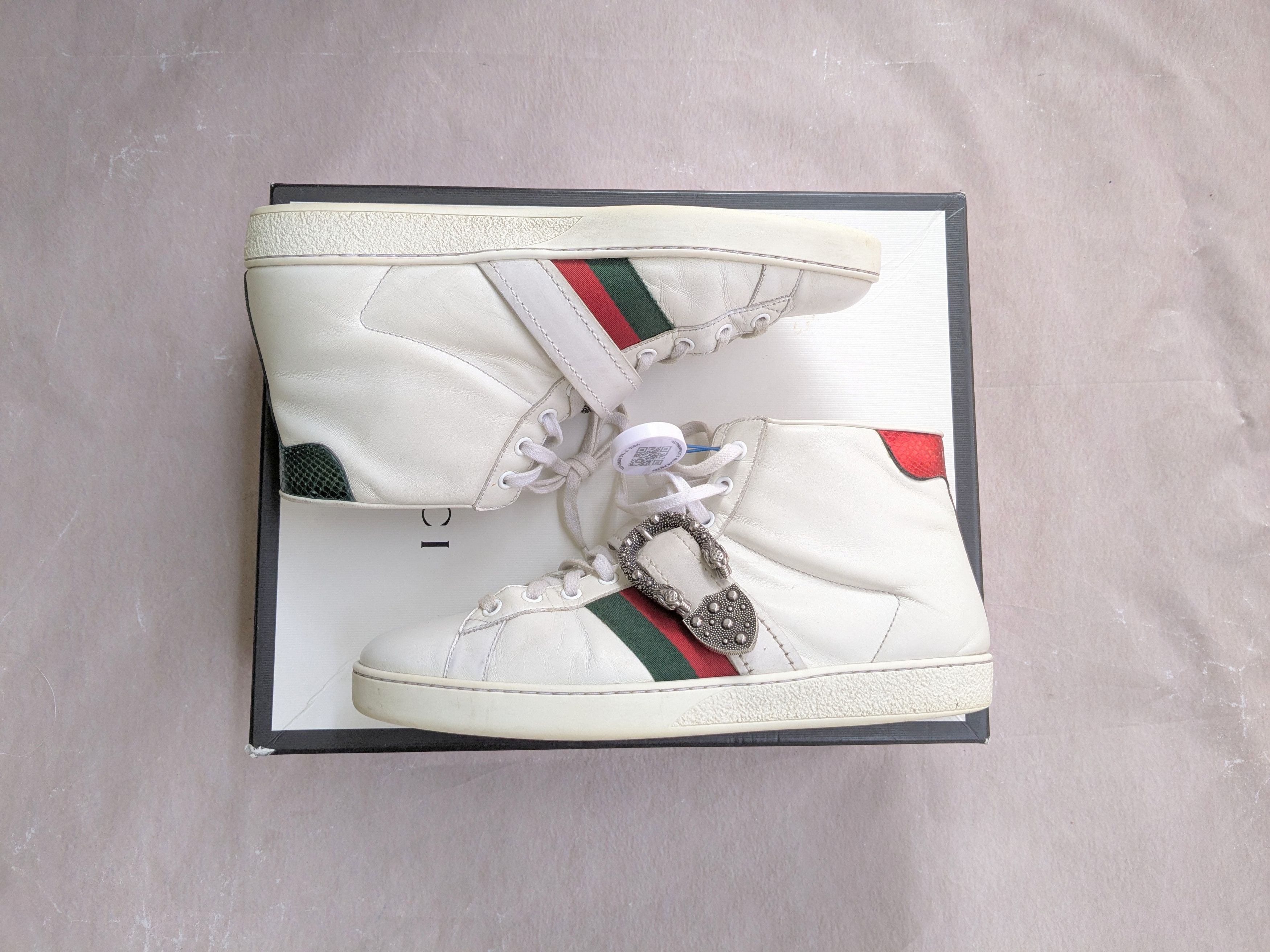 Gucci Gucci Ace Sneakers White Leather High Tops 8.5 Dionysus Size US 8.5 / EU 41-42 - 1 Thumbnail