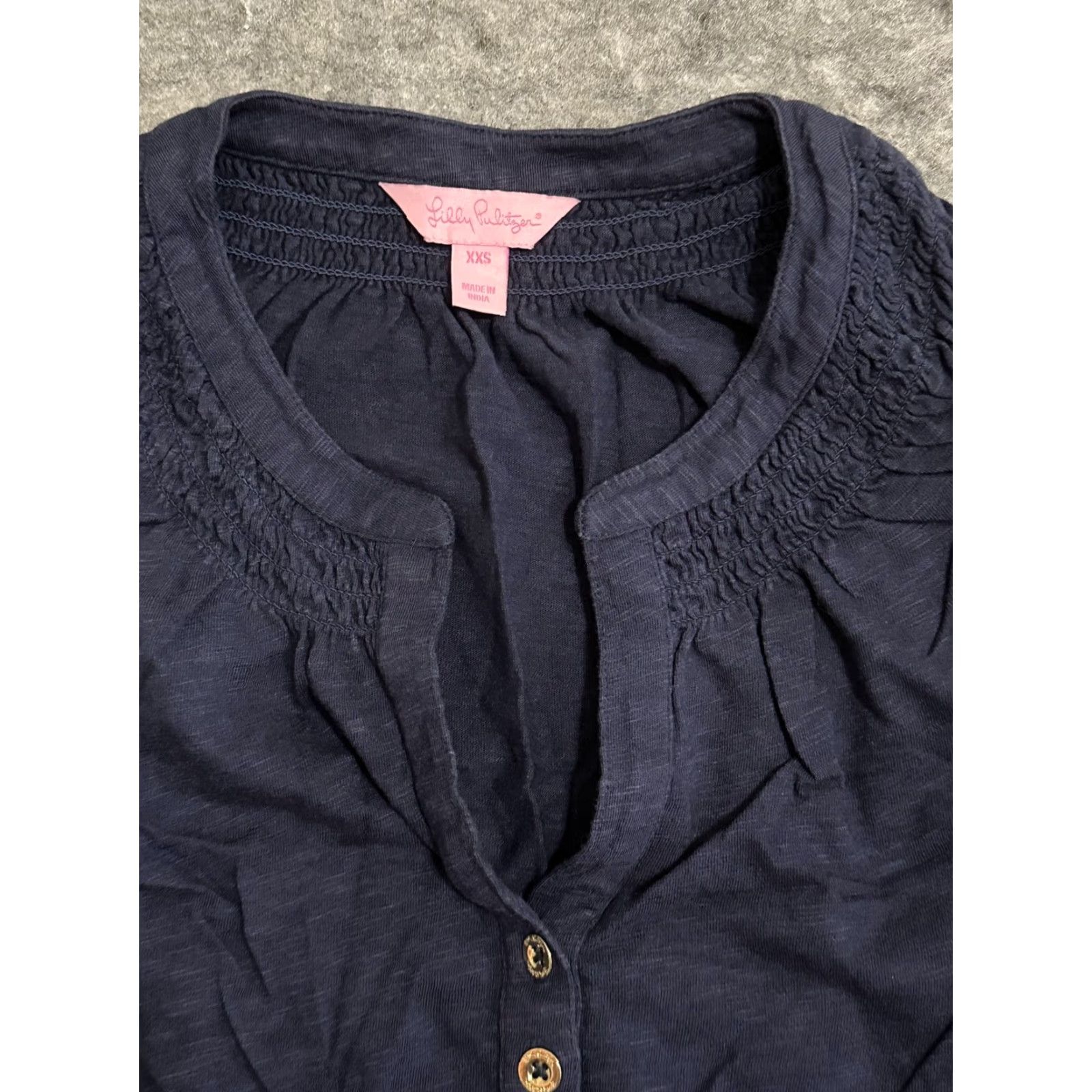 Lilly Pulitzer Lilly Pulitzer Shirt Dress Navy XXS V-Neck Sleeveless Short Ruffle Zip Lined Solid Womens Vintage No Size XXS / US 00 / IT 34 - 3 Thumbnail