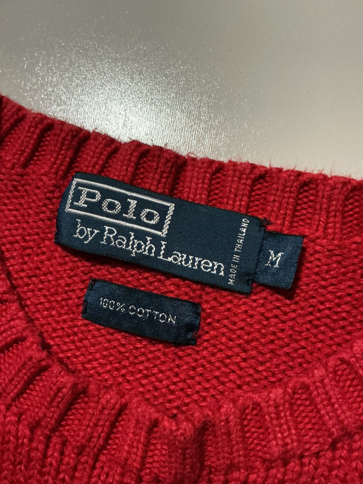 Polo Ralph Lauren Vintage Polo Ralph Lauren Bleach Dyed Cotton Knit Sweater Size US M / EU 48-50 / 2 - 5 Thumbnail