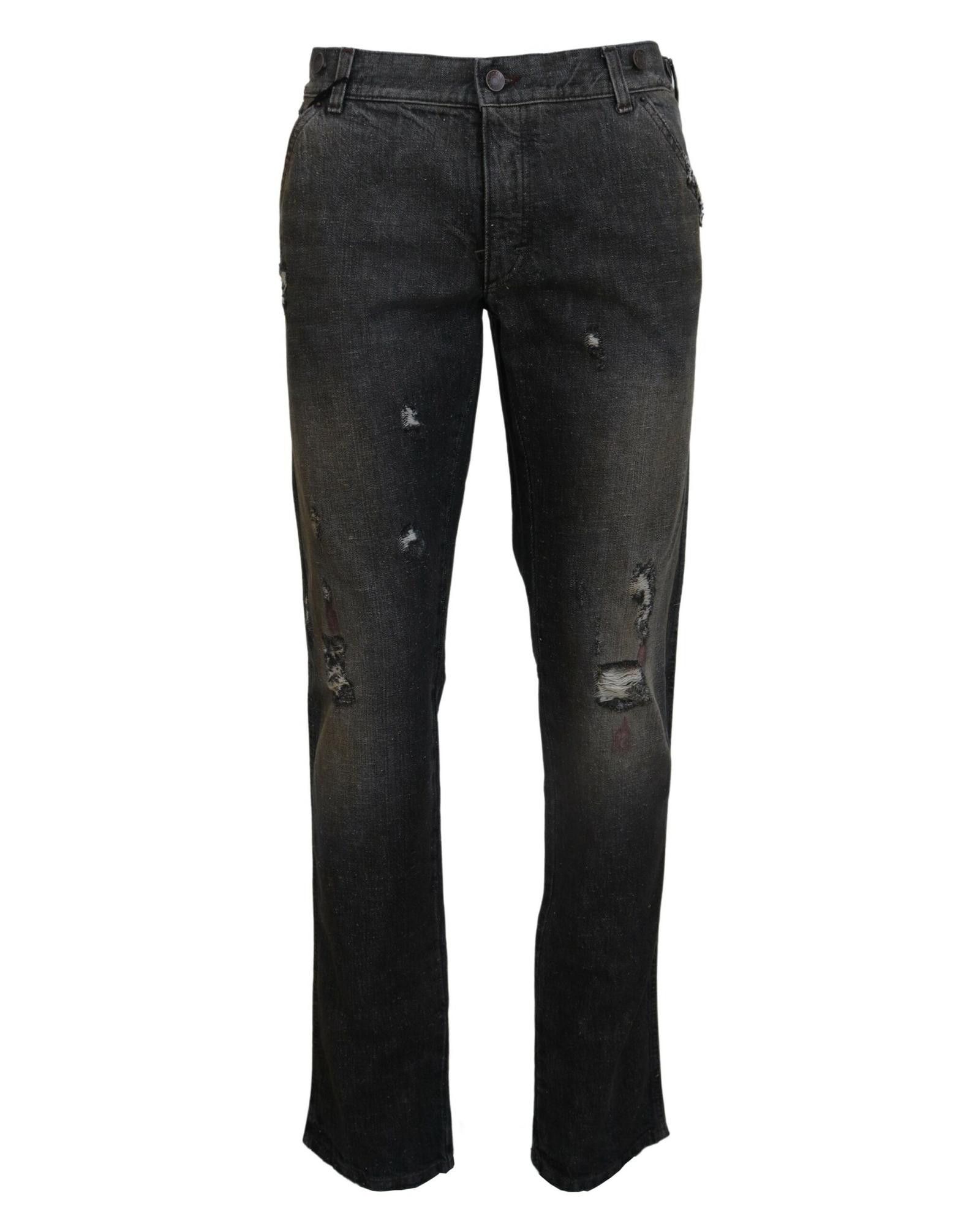 image of Dolce Gabbana Authentic Green Denim Regular Fit Jeans in Grey, Men's (Size 38)