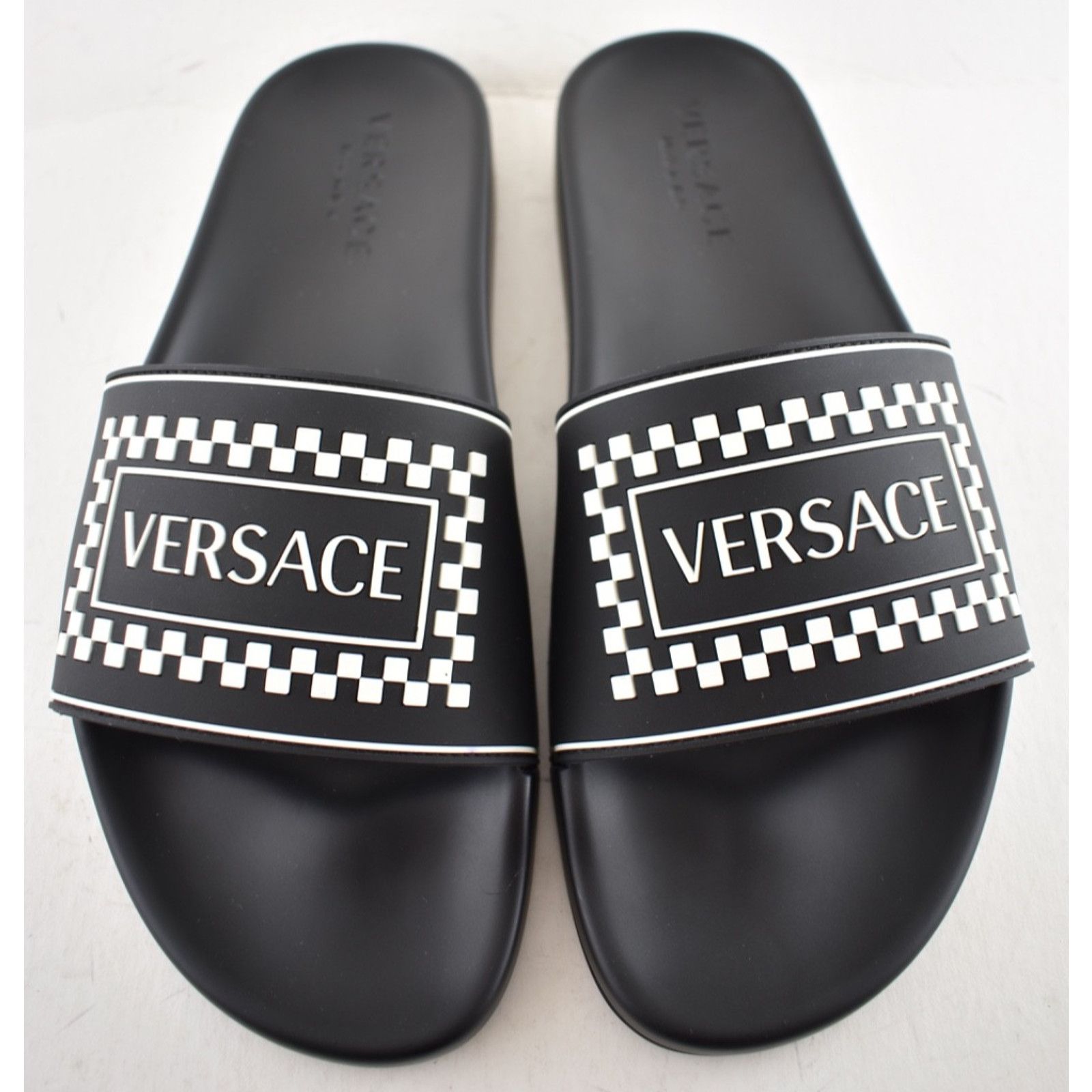 Versace Versace Black White 90s Logo Rubber Pool Slide 44 11 Size US 11 / EU 44 - 6 Thumbnail