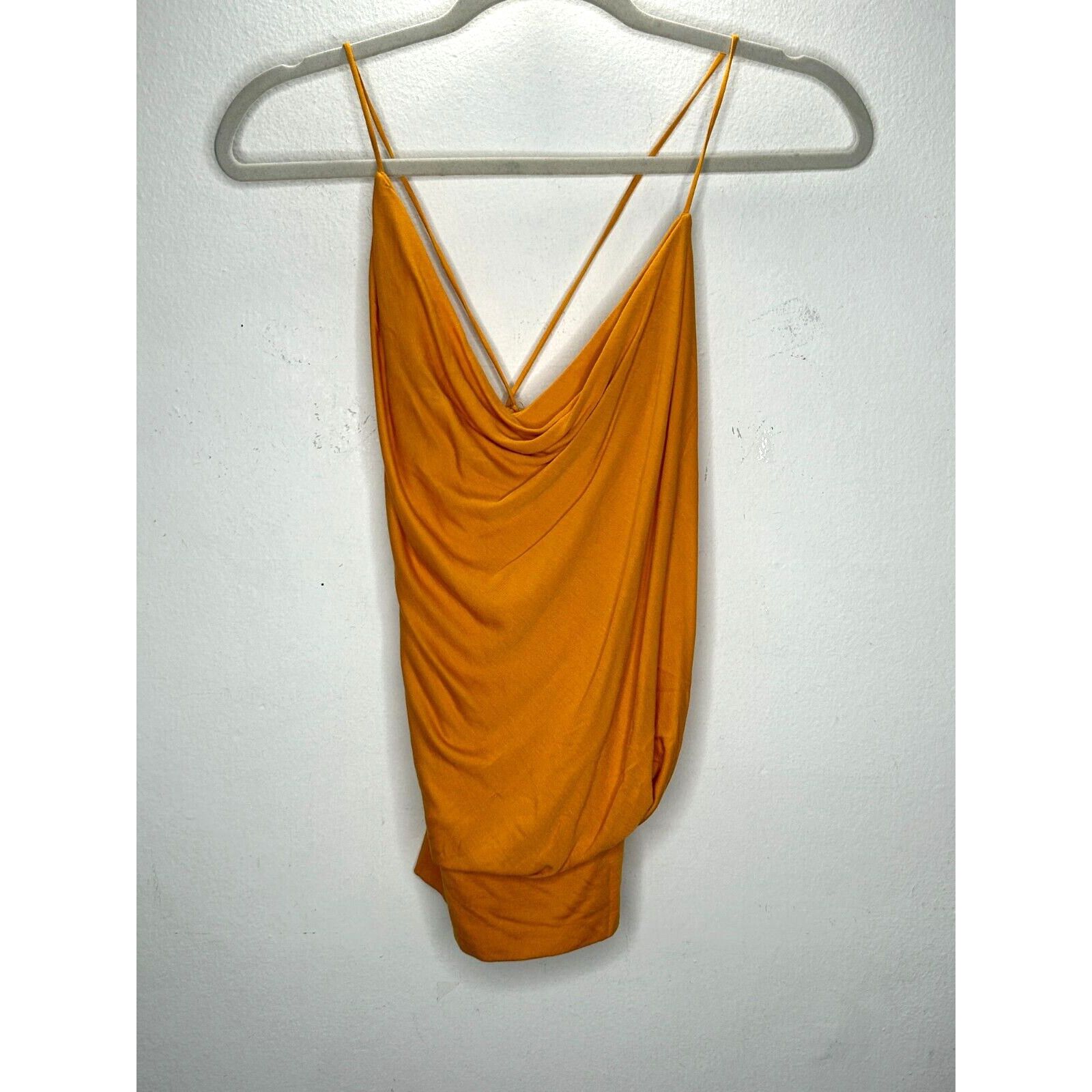 Bcbgmaxazria BCBGMAXAZRIA Orange Flame Drape Criss Cross Tie Back Top XS Size XS / US 0-2 / IT 36-38 - 3 Thumbnail