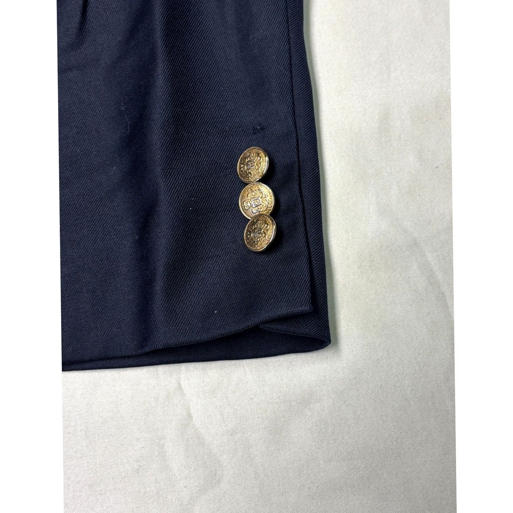 Ralph Lauren Lauren Ralph Lauren Navy Blue Blazer Wool Blend 44R Three-Button Notch Lapel Gold Buttons Single-Breasted Mens Jacket Coat Regular Fit Vintage No Size 44R - 3 Thumbnail