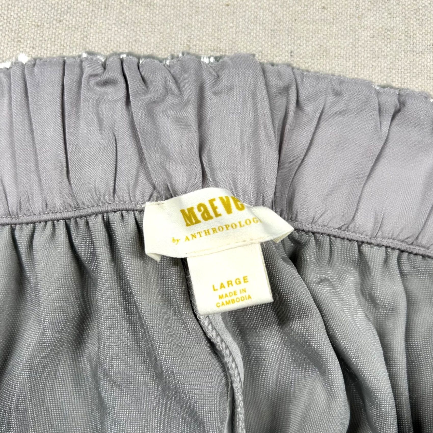 Anthropologie VINTAGE Anthropologie Maeve Pants Womens L Anastacia Velvet Wide Leg High Rise Silver Size 36" / US 14 / IT 50 - 3 Thumbnail