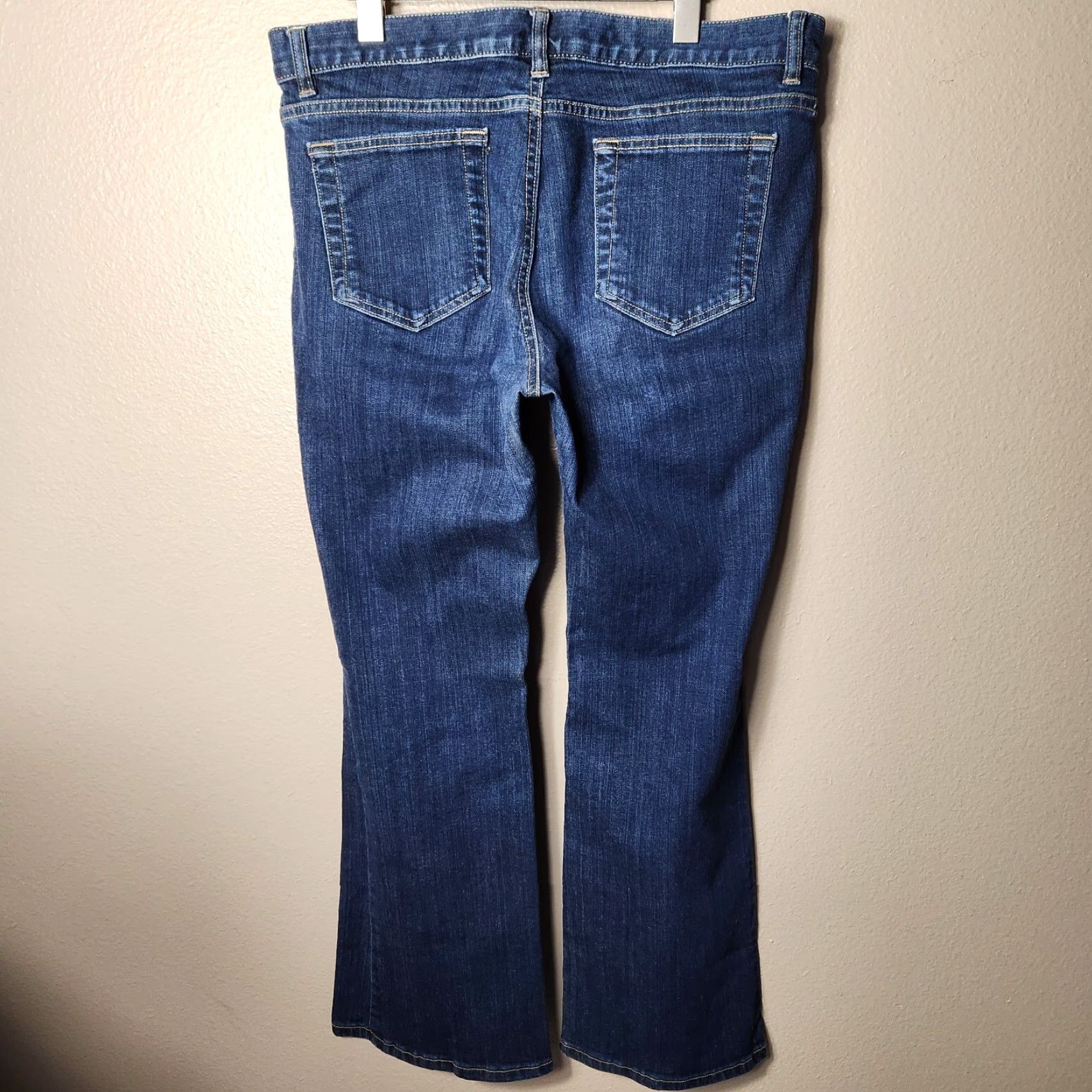 Lands' End Lands' End Jeans Bootcut Dark Wash Mid Rise 14 Women's Regular Blue Cotton Blend Denim Pants 31.5" Inseam Size 36" / US 14 / IT 50 - 6 Thumbnail