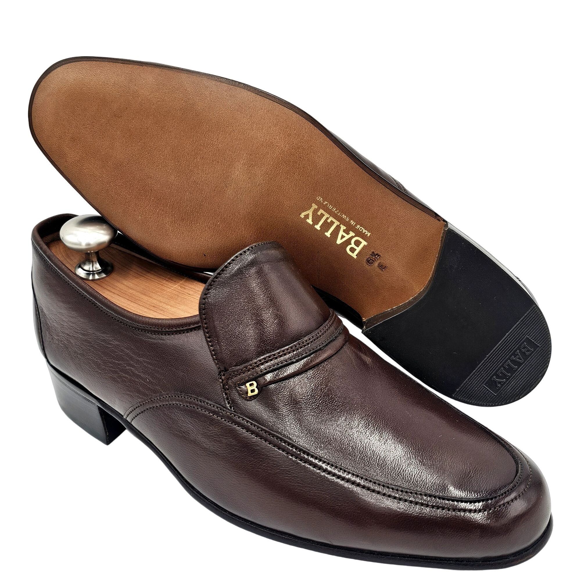 Bally NEW Vintage Bally Men 6.5E Brown Calfskin Leather Dress Shoe Size US 6.5 / EU 39-40 - 2 Thumbnail