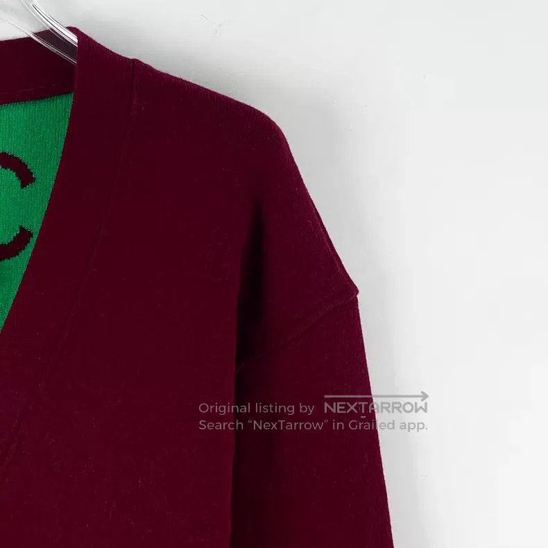 Chanel Chanel Burgundy logo embossed cashmere V-neck single-breas Size XS / US 0-2 / IT 36-38 - 3 Thumbnail
