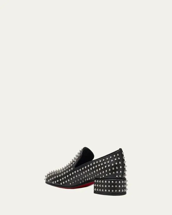 Christian Louboutin o1s1wg110126 Elegant Spikeasy Studded Loafers in Black Size US 10.5 / EU 43-44 - 2 Thumbnail