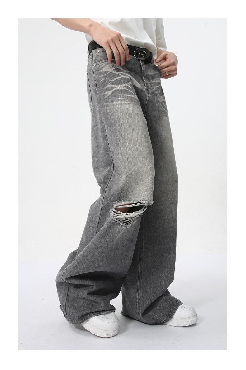 Japanese Brand High-street American retro washed straight-leg ripped jeans Size US 32 / EU 48 - 5 Thumbnail