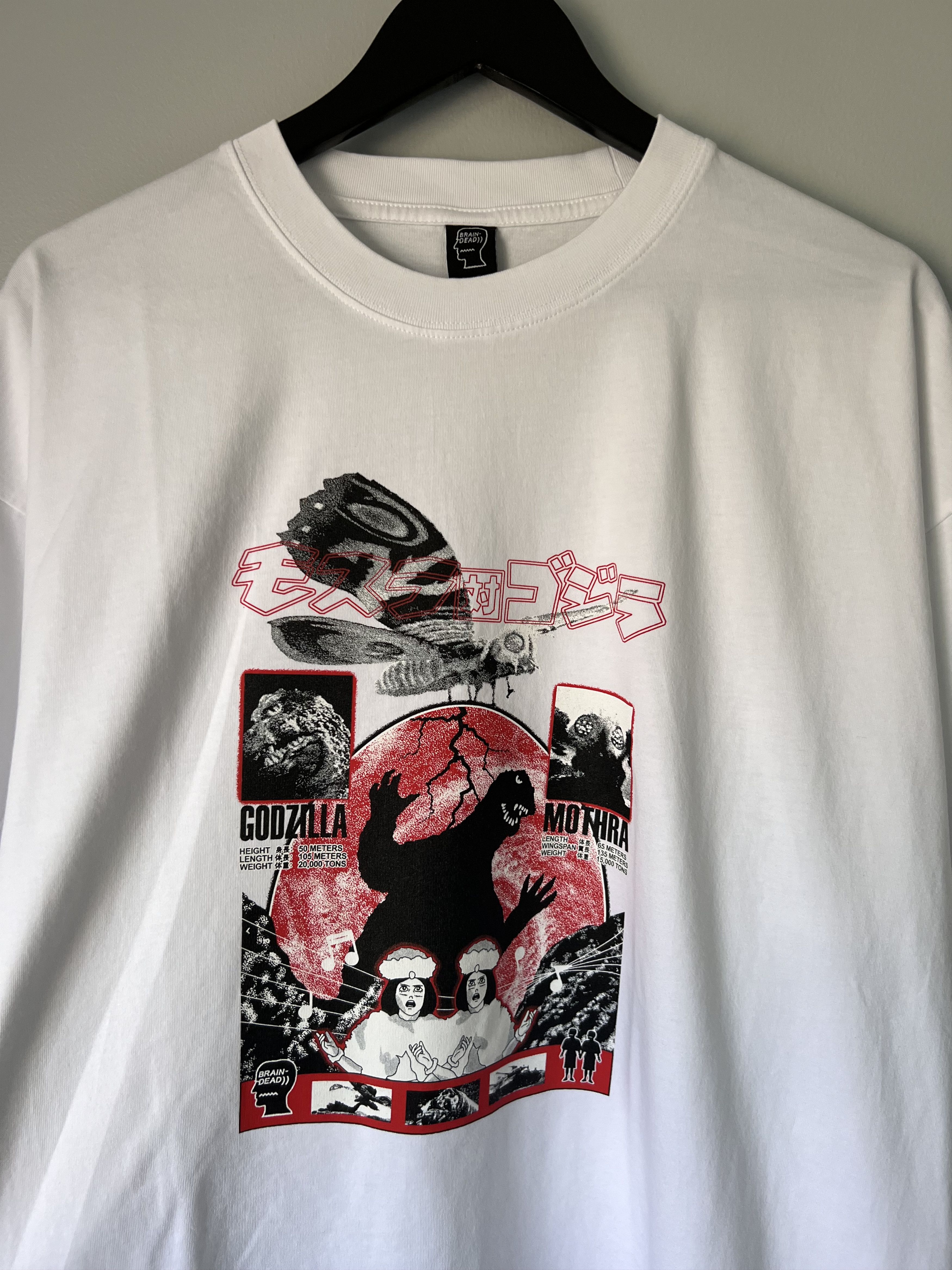 image of Brain Dead Godzilla Vs. Mothra Tee In White, Men's (Size XL)