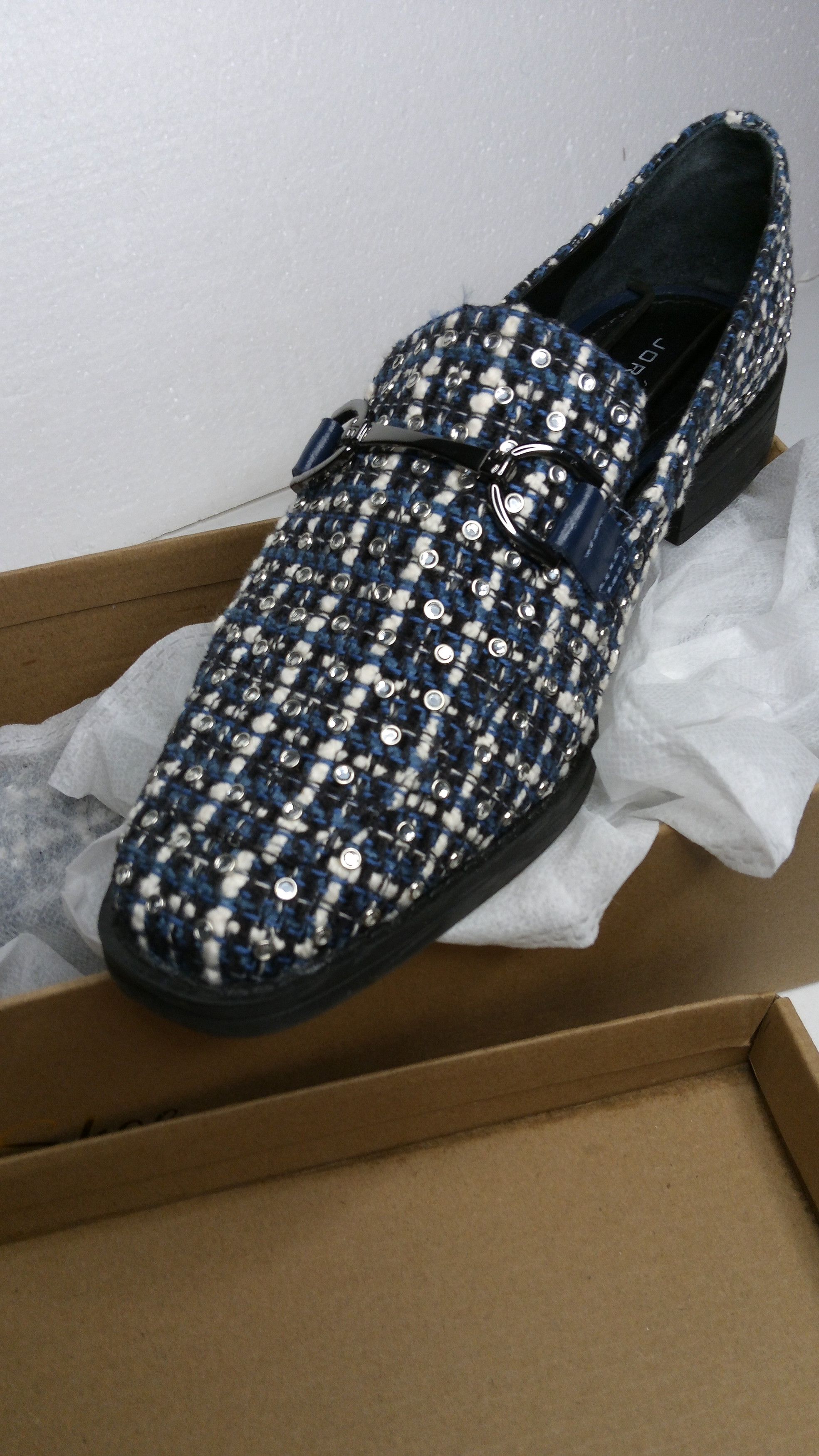 Other Jorge Bischoff Elegant Blue /White Tweed Loafers Size US 5 / IT 35 - 9 Thumbnail