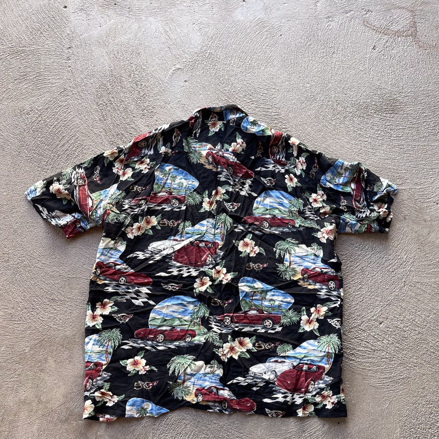 Reyn Spooner VINTAGE Reyn Spooner Shirt Mens Large Black Button Up Corvette Car Hawaiian Rayon Beach - Graphic Print - Short Sleeve - Casual (Men) Size US L / EU 52-54 / 3 - 3 Thumbnail