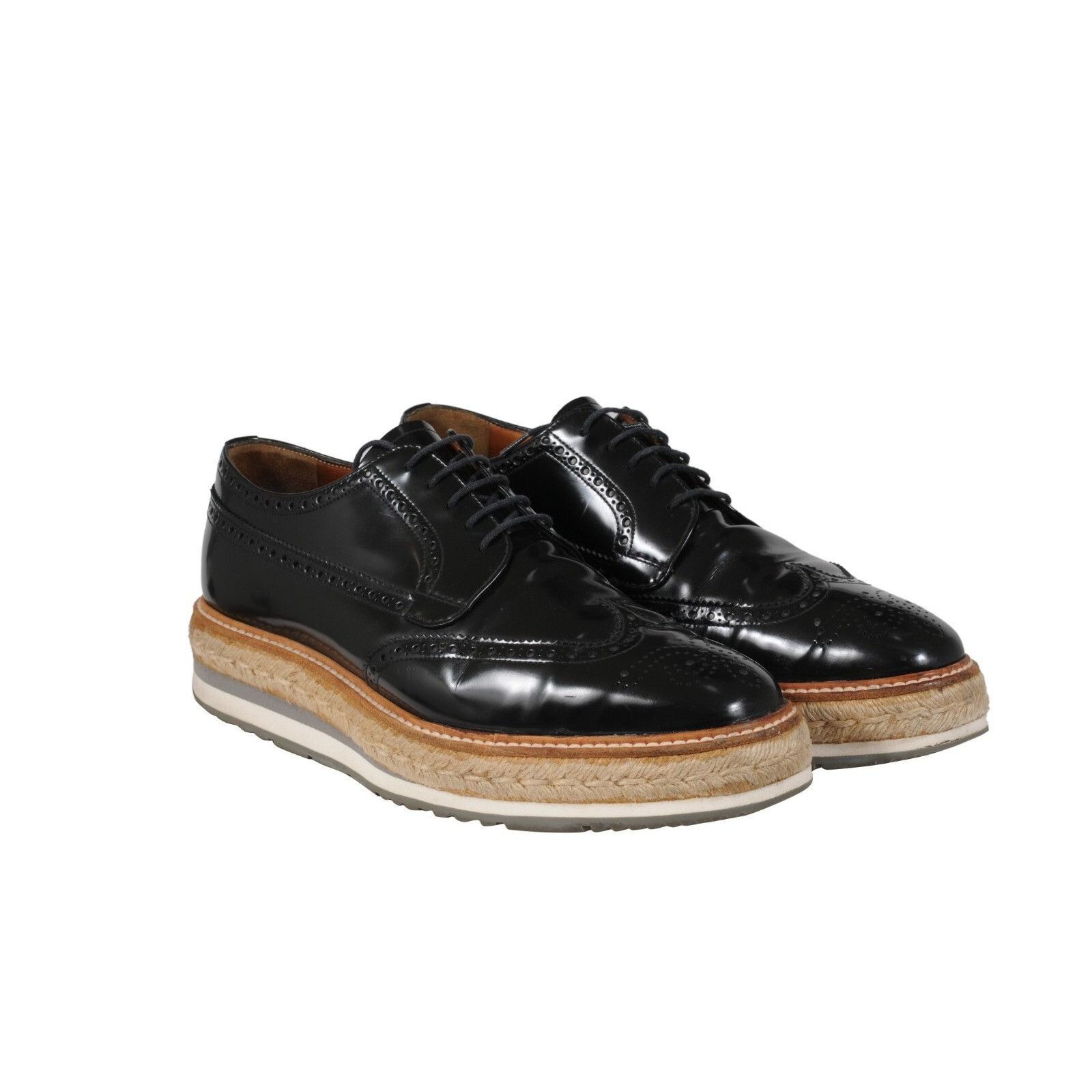 Prada Platform Brogue Black Leather Wingtip - 02481 Size US 8.5 / EU 41-42 - 11 Thumbnail
