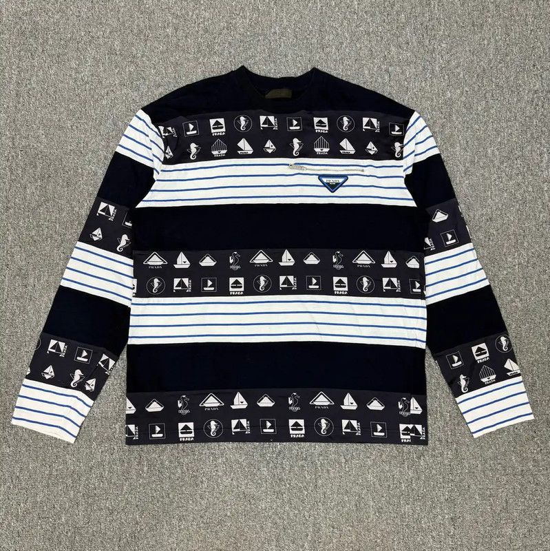 Prada Prada Color Block Cotton Long-Sleeve Sweatshirt Size US L / EU 52-54 / 3 - 1 Thumbnail