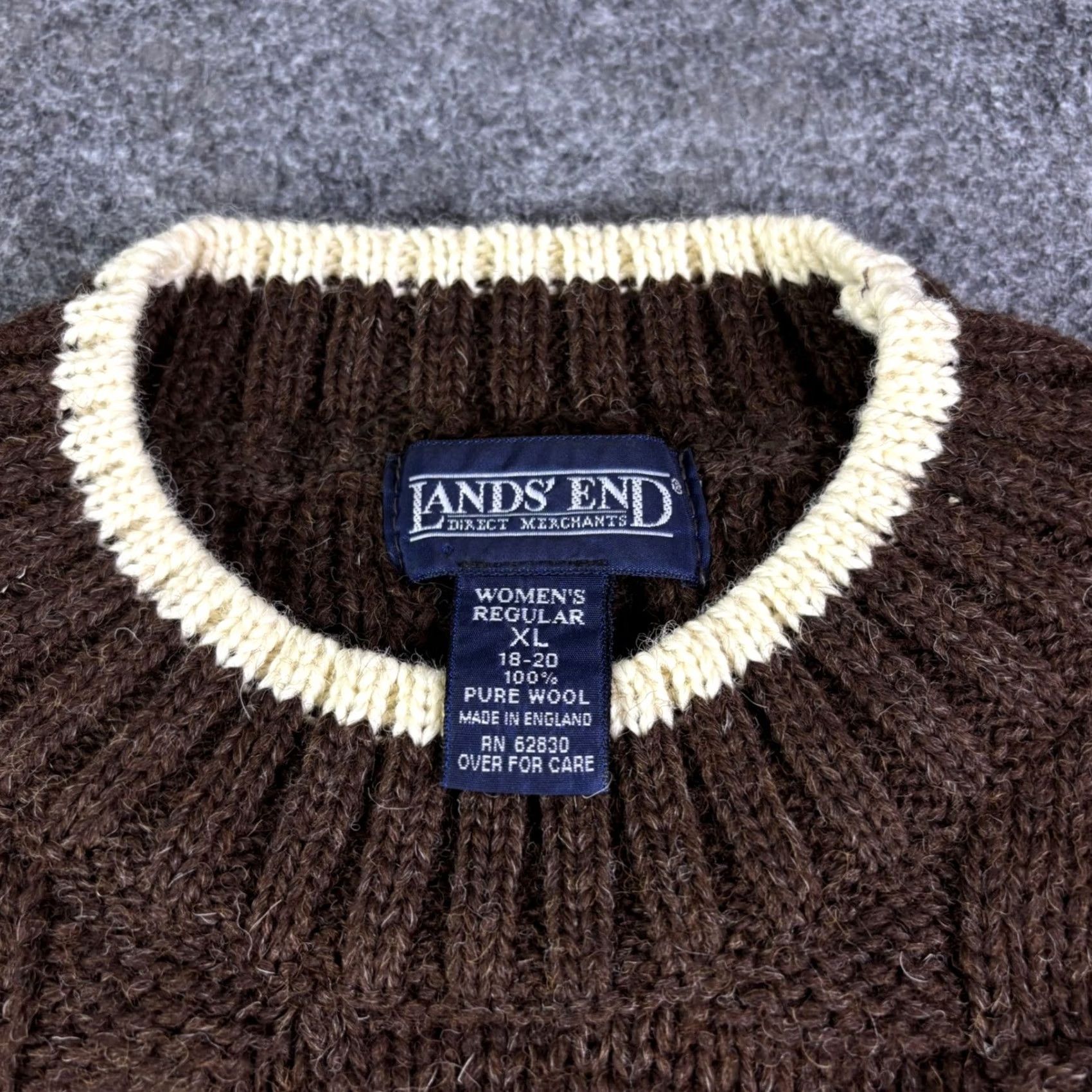 Lands' End VINTAGE Lands' End Wool Snowflake Sweater Womens XL Brown Cable Knit Geometric Crew Neck Pullover Long Sleeve Winter Fall Size XL / US 12-14 / IT 48-50 - 2 Thumbnail